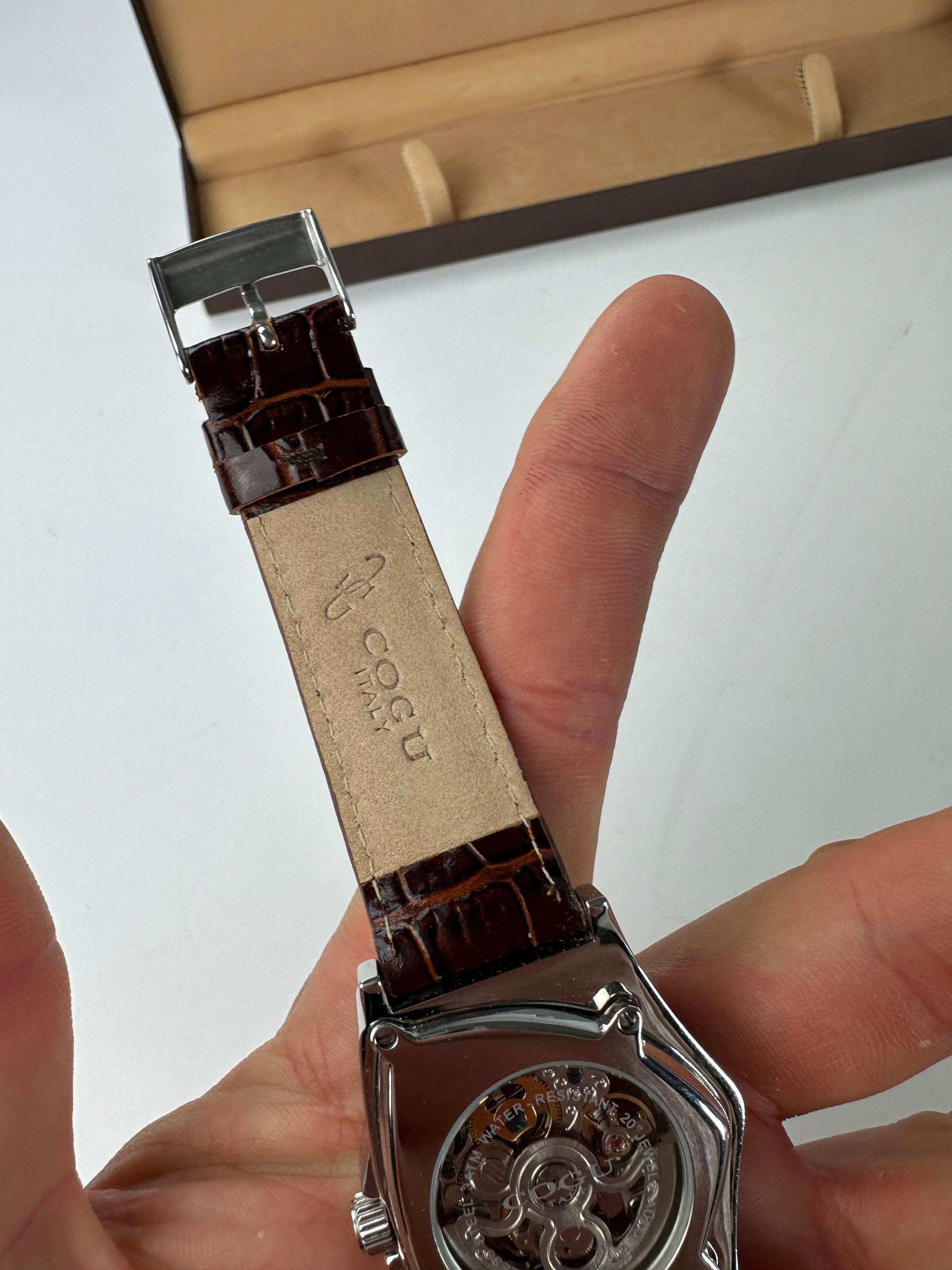 Other Vintage Cogu Leather Strap Bracelet Watch Brown Silver Size ONE SIZE - 10 Thumbnail