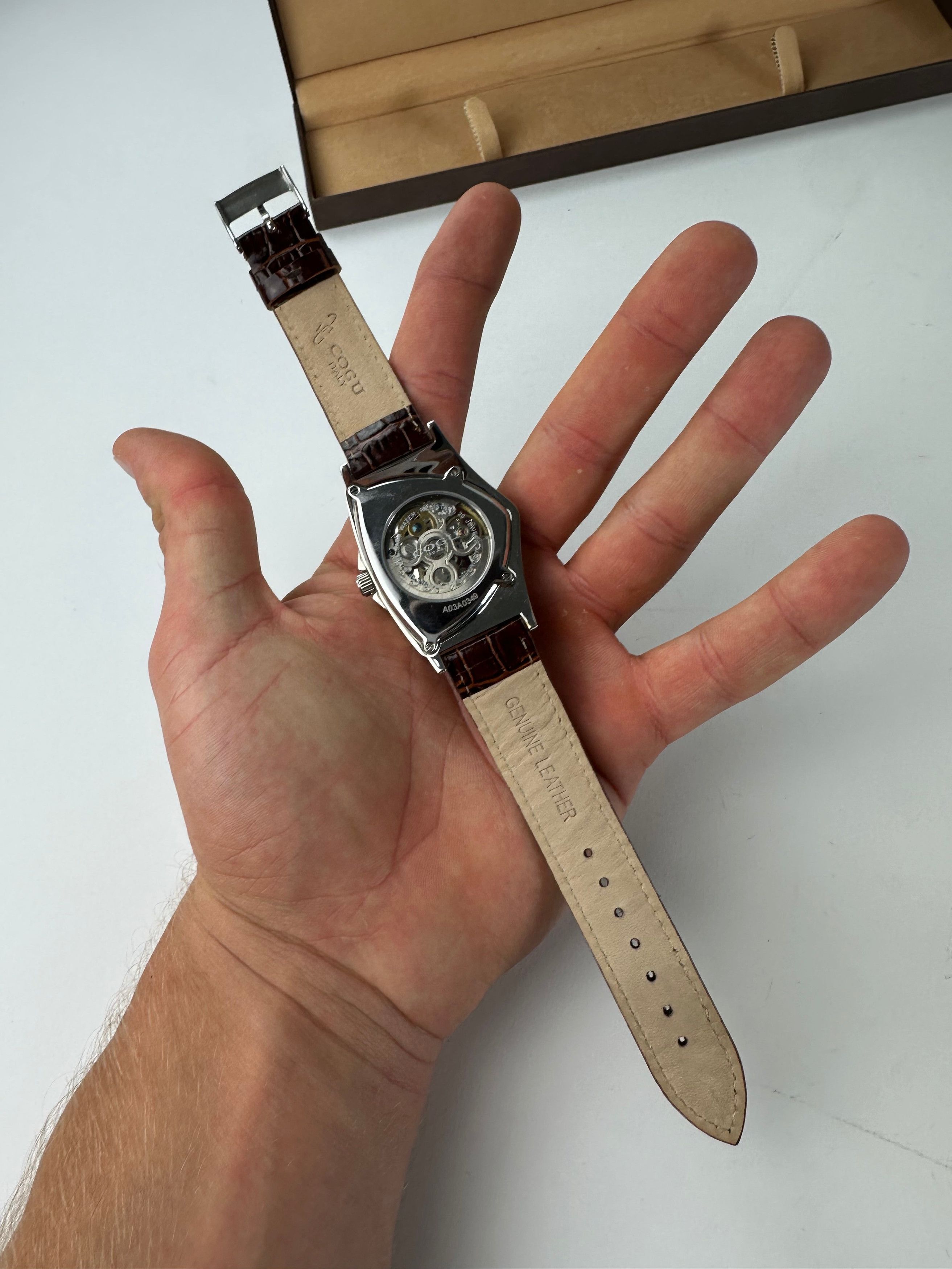 Other Vintage Cogu Leather Strap Bracelet Watch Brown Silver Size ONE SIZE - 8 Thumbnail