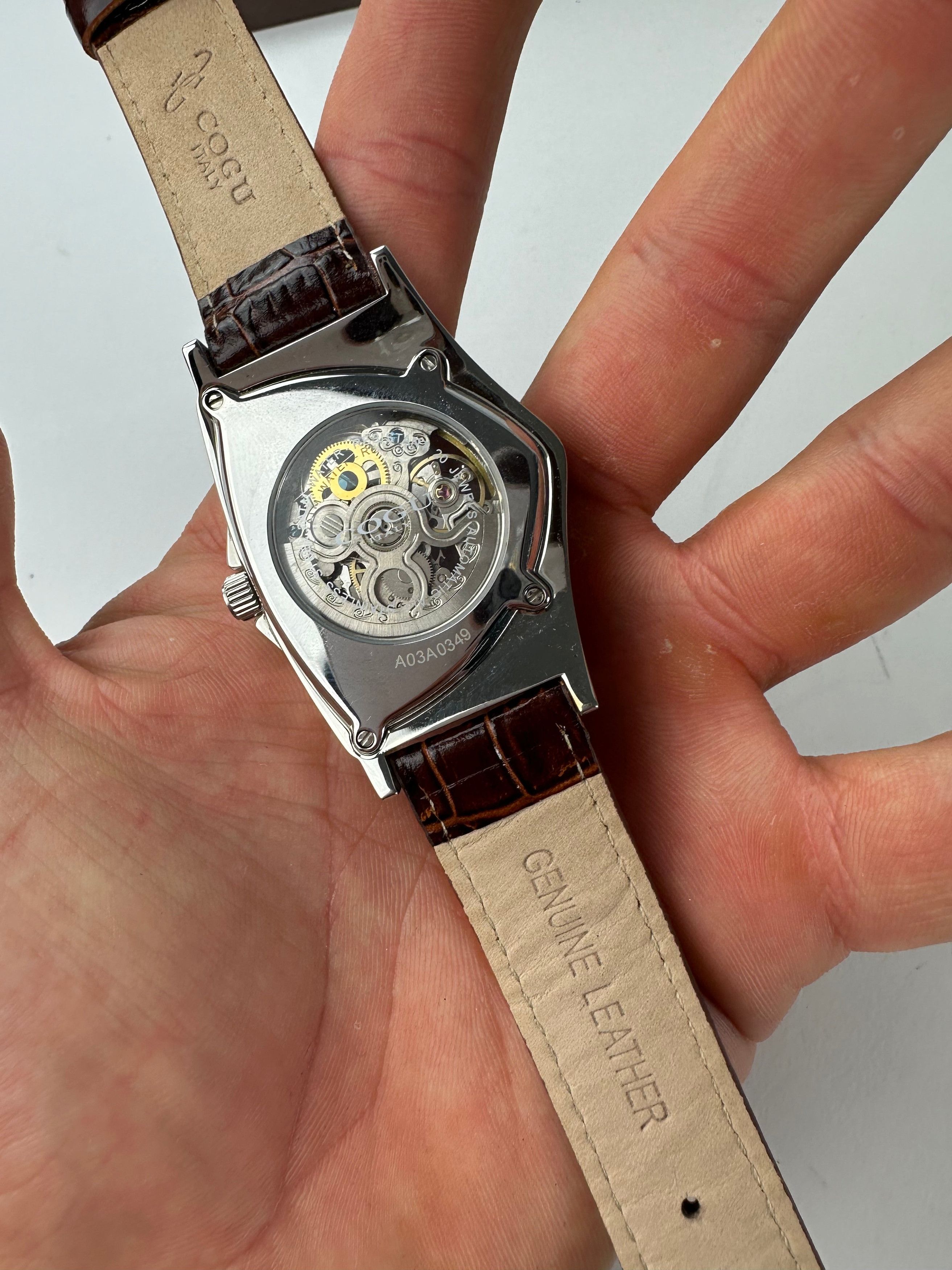 Other Vintage Cogu Leather Strap Bracelet Watch Brown Silver Size ONE SIZE - 3 Thumbnail