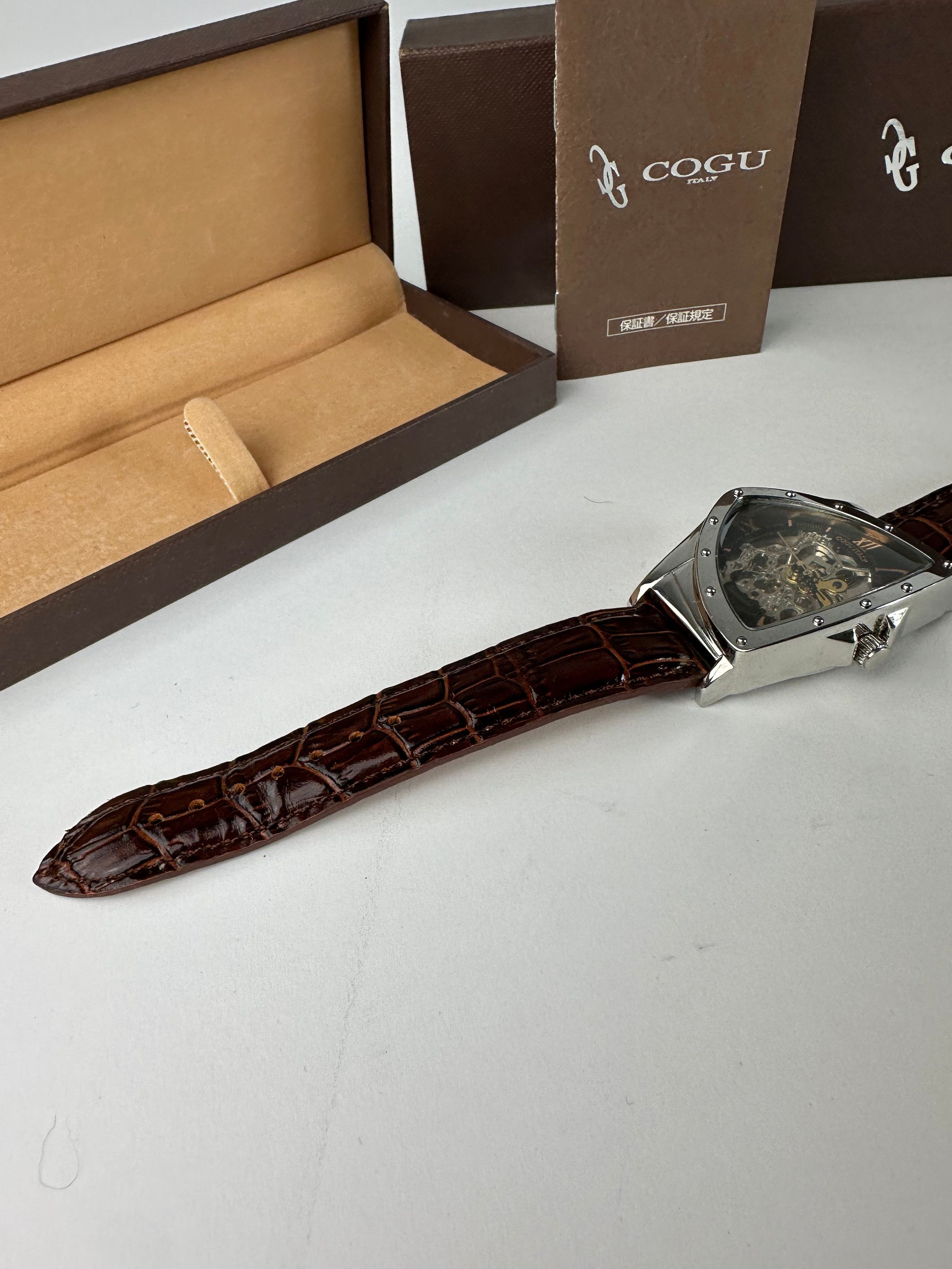 Other Vintage Cogu Leather Strap Bracelet Watch Brown Silver Size ONE SIZE - 5 Thumbnail
