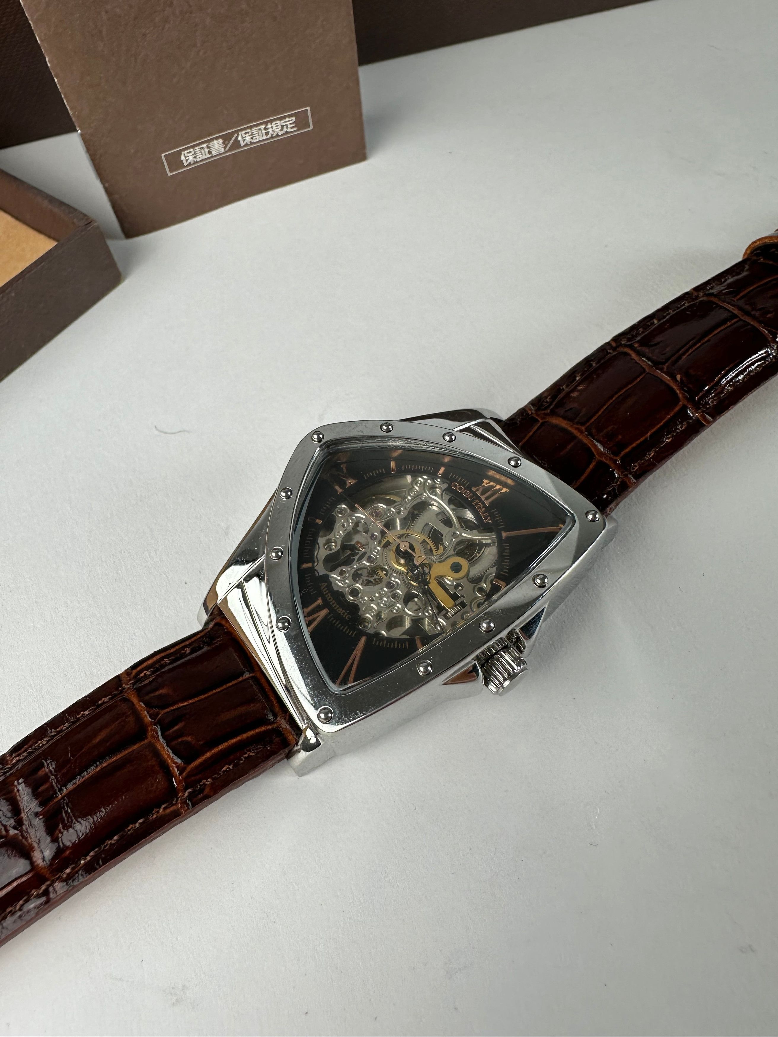 Other Vintage Cogu Leather Strap Bracelet Watch Brown Silver Size ONE SIZE - 2 Thumbnail