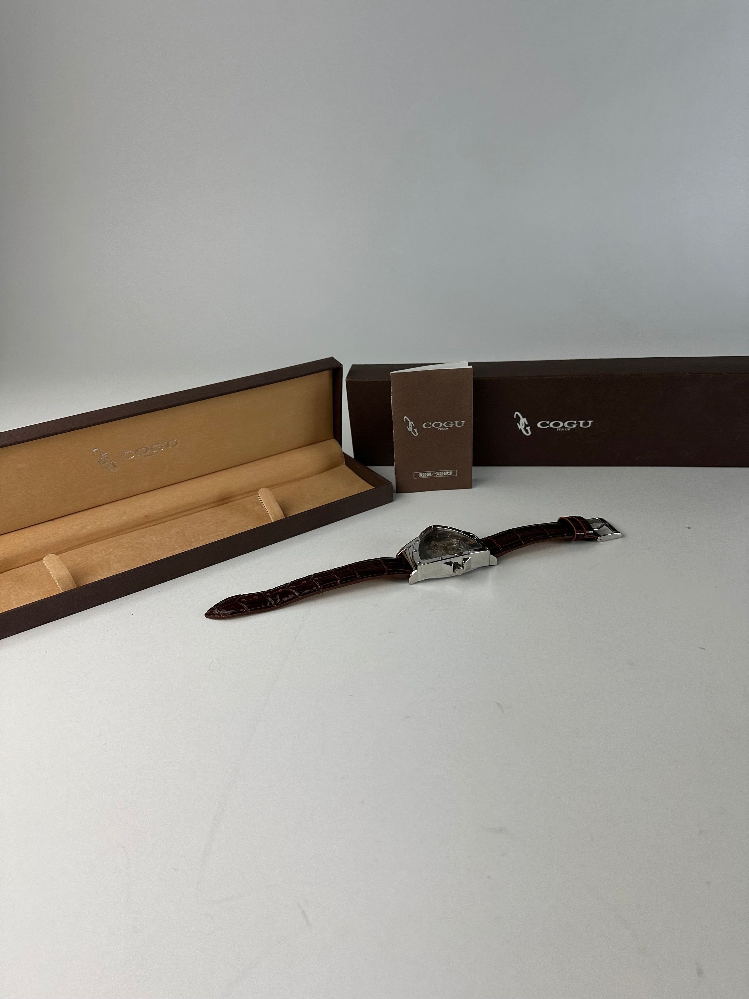 Other Vintage Cogu Leather Strap Bracelet Watch Brown Silver Size ONE SIZE - 9 Thumbnail