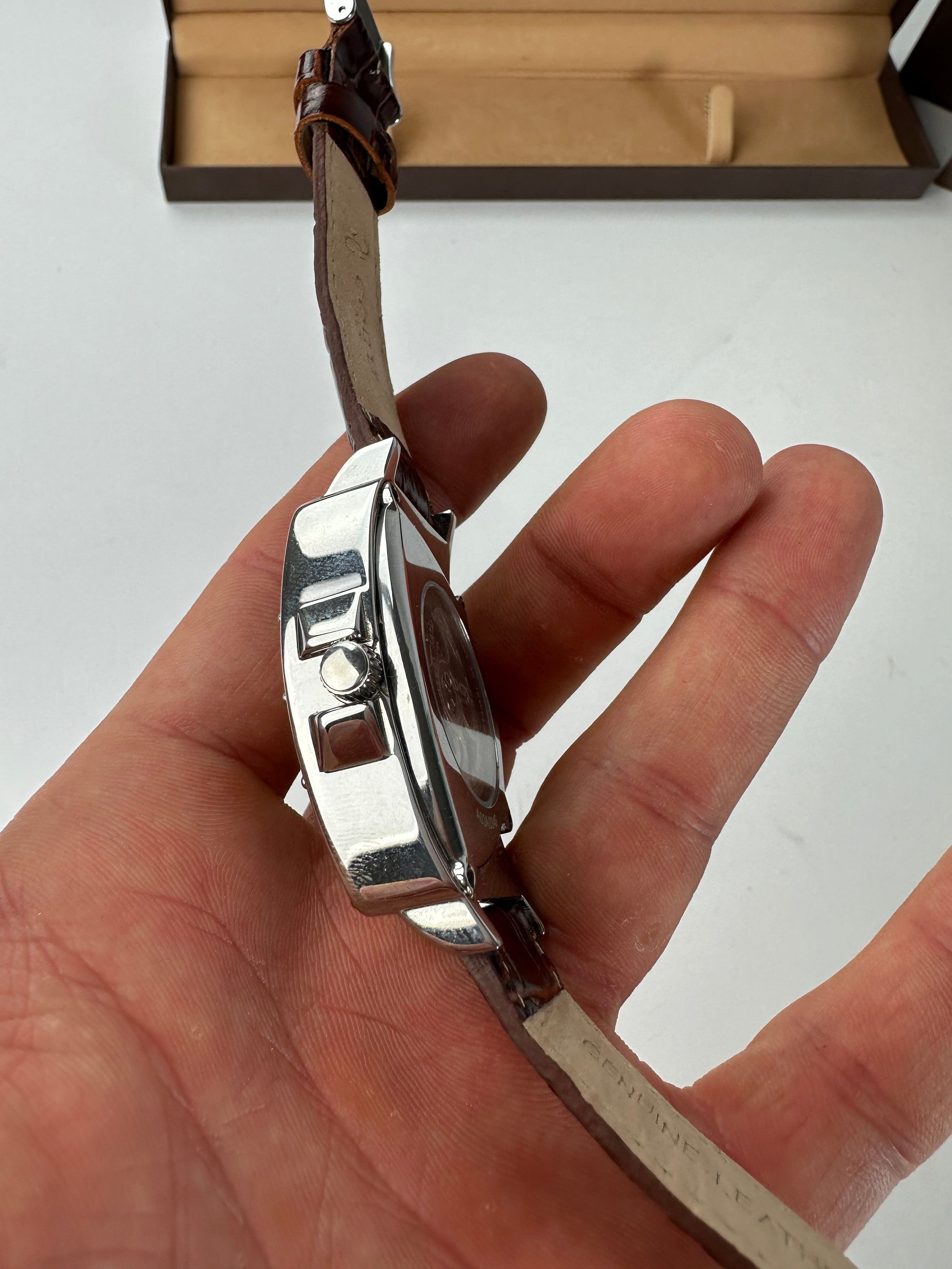 Other Vintage Cogu Leather Strap Bracelet Watch Brown Silver Size ONE SIZE - 11 Thumbnail