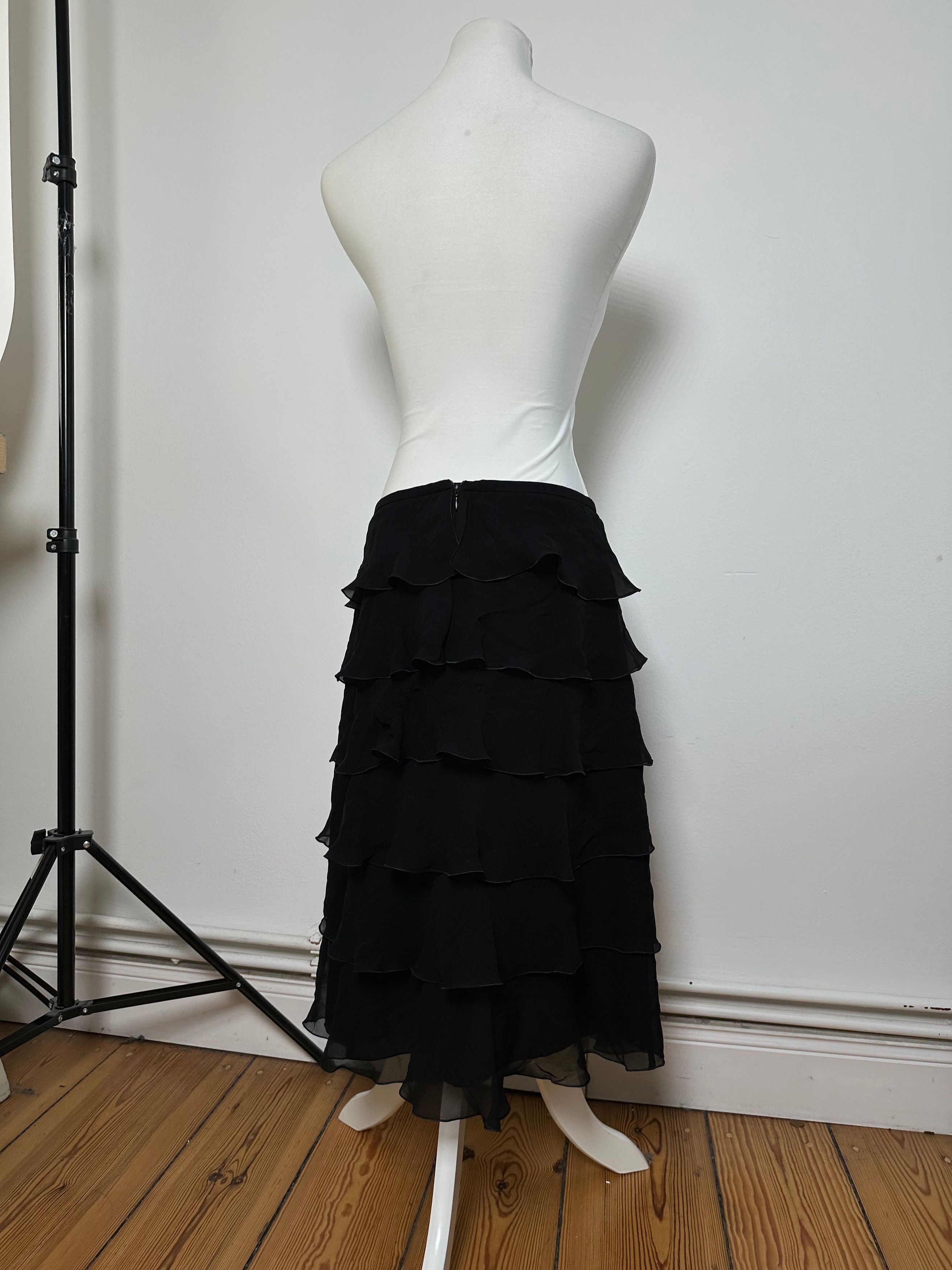 Armani Vintage Chiffon Skirt Black M Size 30" / US 8 / IT 44 - 3 Thumbnail