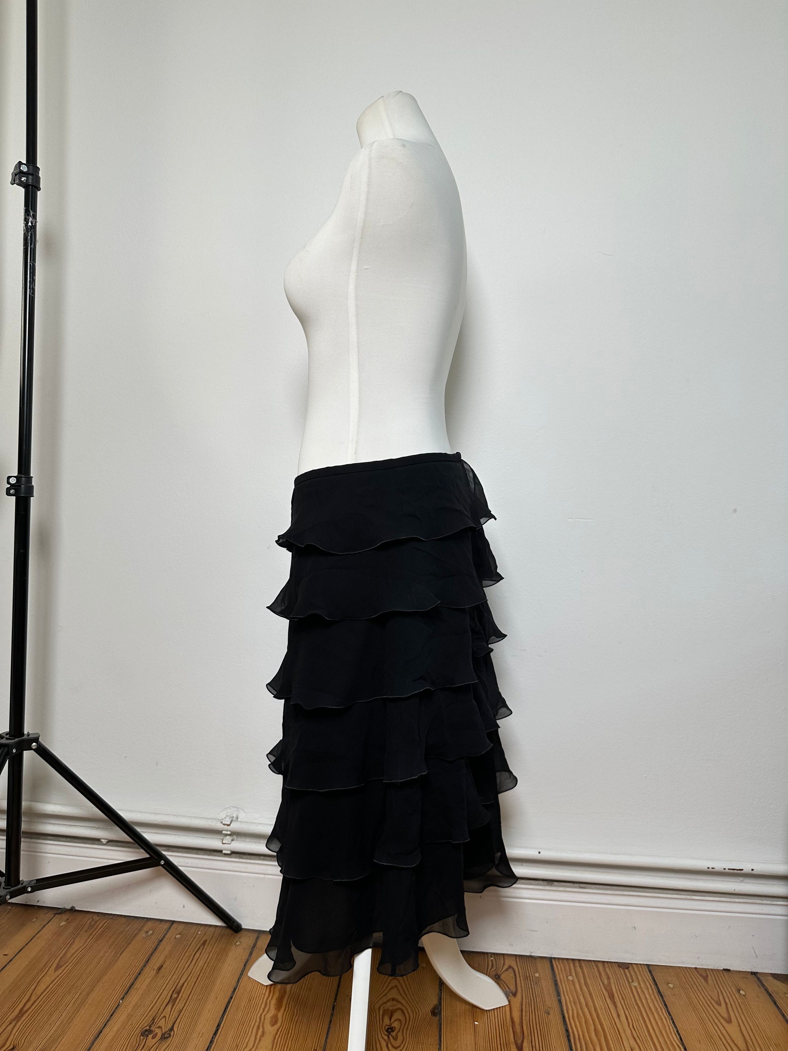 Armani Vintage Chiffon Skirt Black M Size 30" / US 8 / IT 44 - 2 Thumbnail