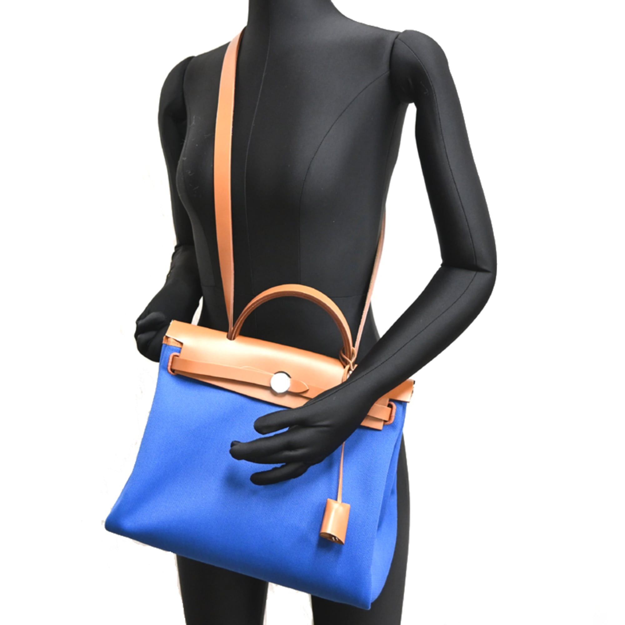 Hermes Hermes Herbag Zip PM, U stamp, 2022 model, with pouch, women's handbag, Toile Blue. Size ONE SIZE - 9 Thumbnail