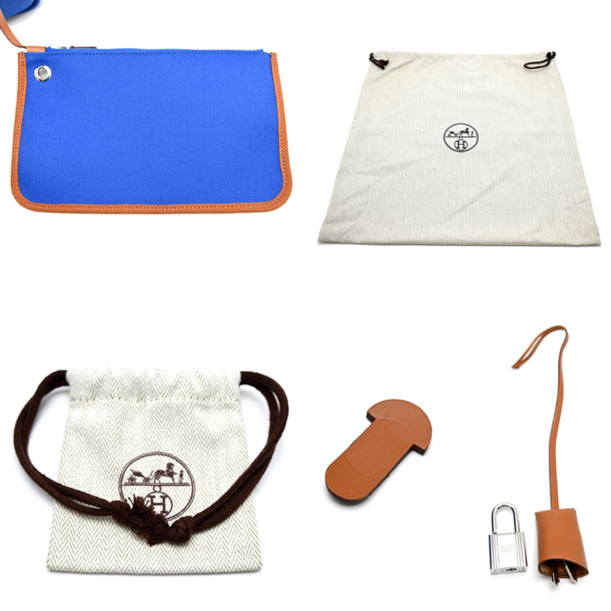 Hermes Hermes Herbag Zip PM, U stamp, 2022 model, with pouch, women's handbag, Toile Blue. Size ONE SIZE - 10 Thumbnail