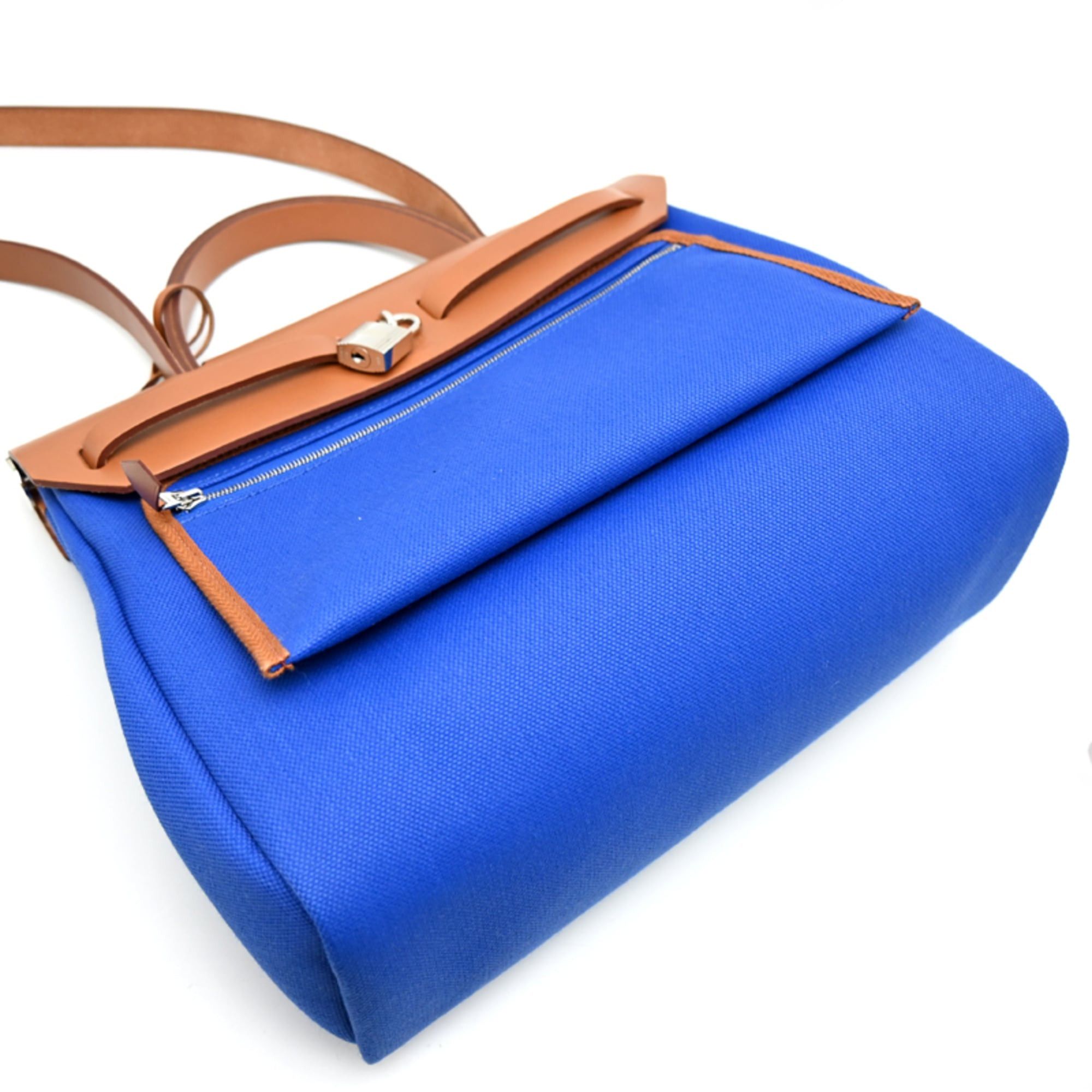 Hermes Hermes Herbag Zip PM, U stamp, 2022 model, with pouch, women's handbag, Toile Blue. Size ONE SIZE - 4 Thumbnail