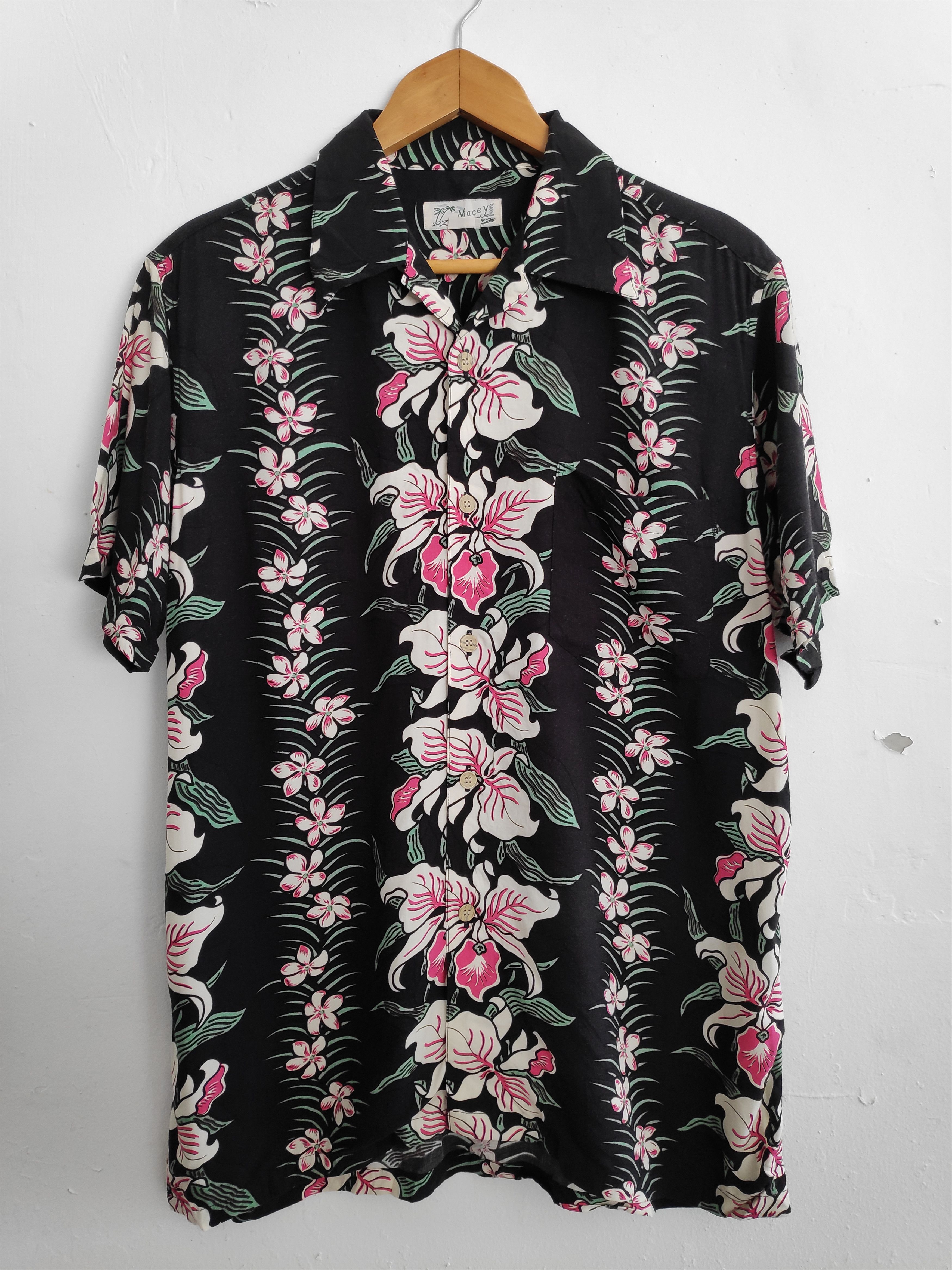 HAWAIIAN Shirt Rayon Hibiscus Aloha Beach Paradise Okinawa