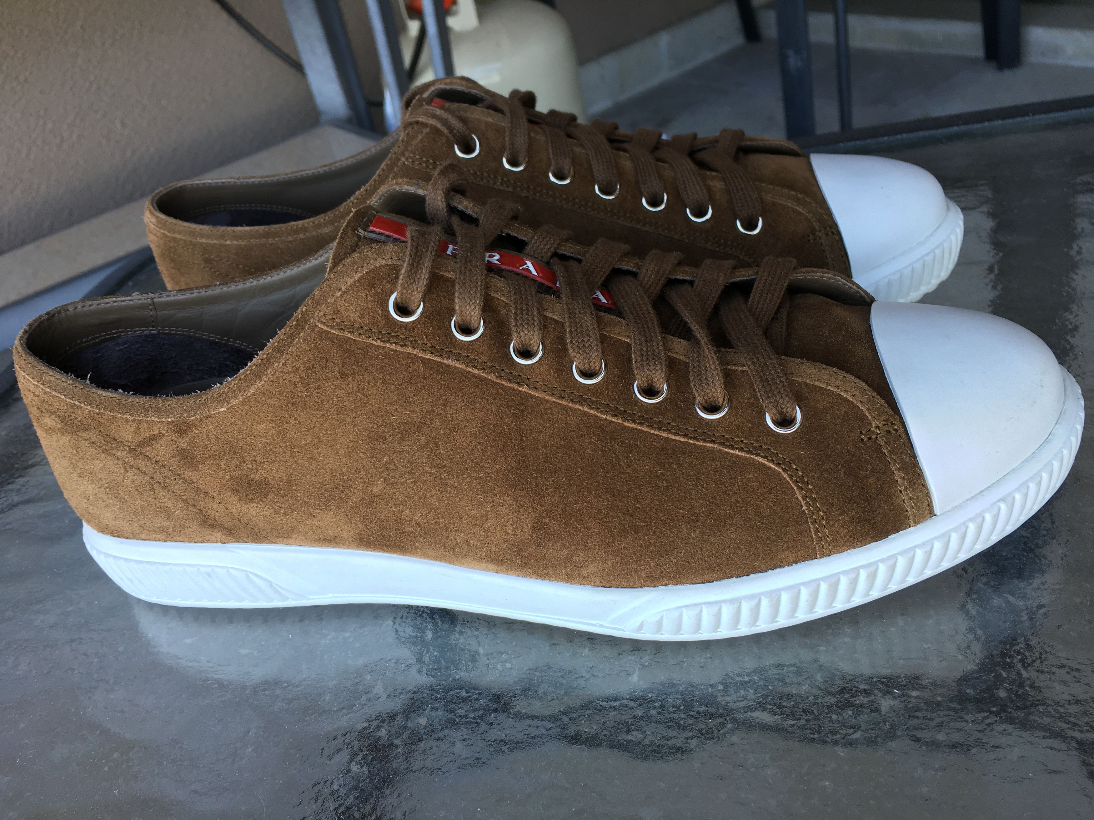 FINAL DROP Prada Brown Cap toe Sneaker Footwear