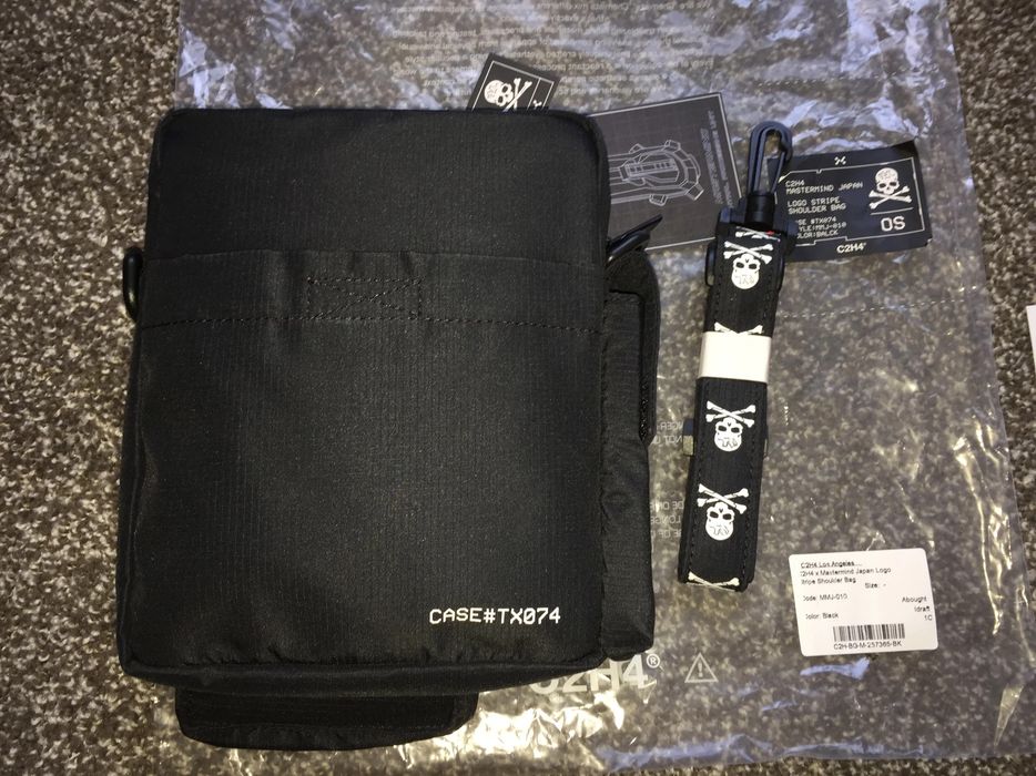 Mastermind Japan C2H4 Mastermind Japan Skull Logo Stripe Shoulder Bag Grailed