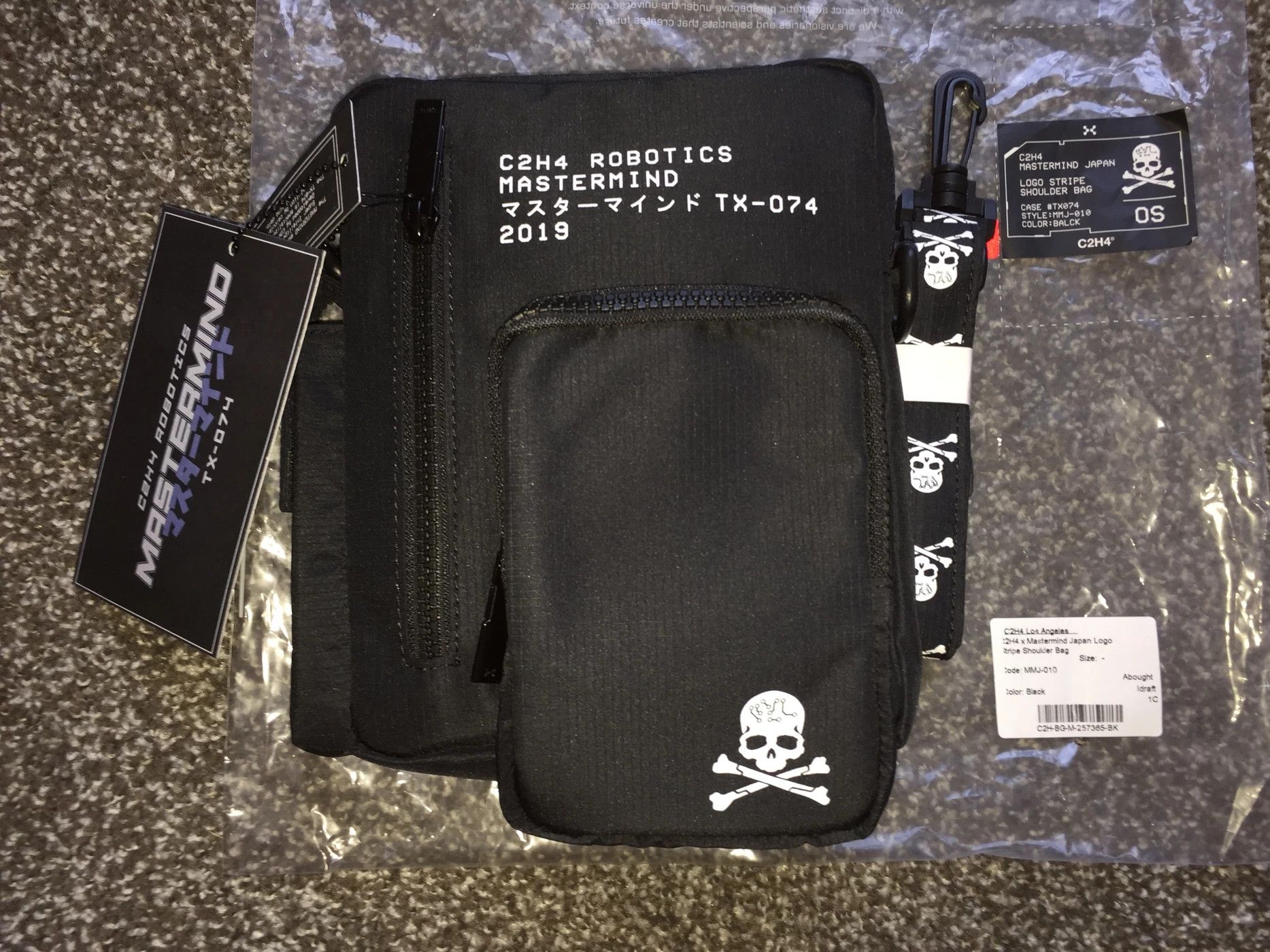 Mastermind Japan C2H4 Mastermind Japan Skull Logo Stripe Shoulder Bag Grailed