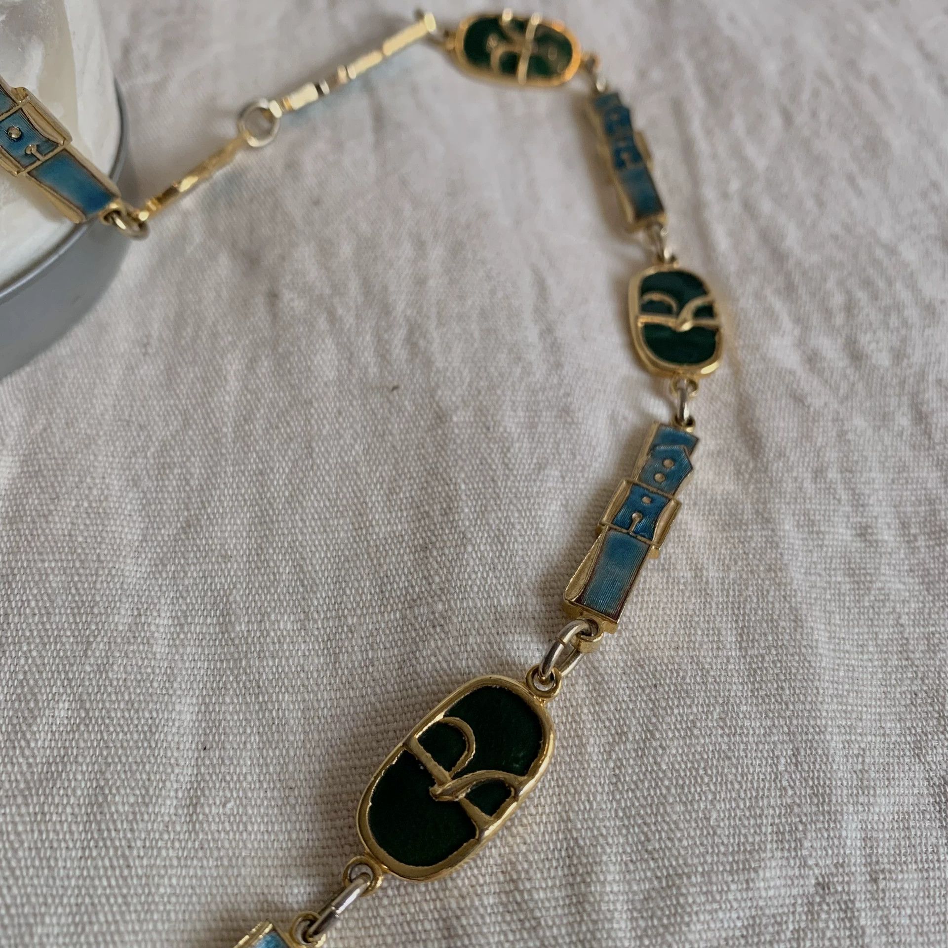 Vintage Roberta Di Camerino Belt Brown Enamel Buckle Gold Chain Logo‎ R Necklace Roberta di Camerino Vintage Enamel Waist Chain main image 3