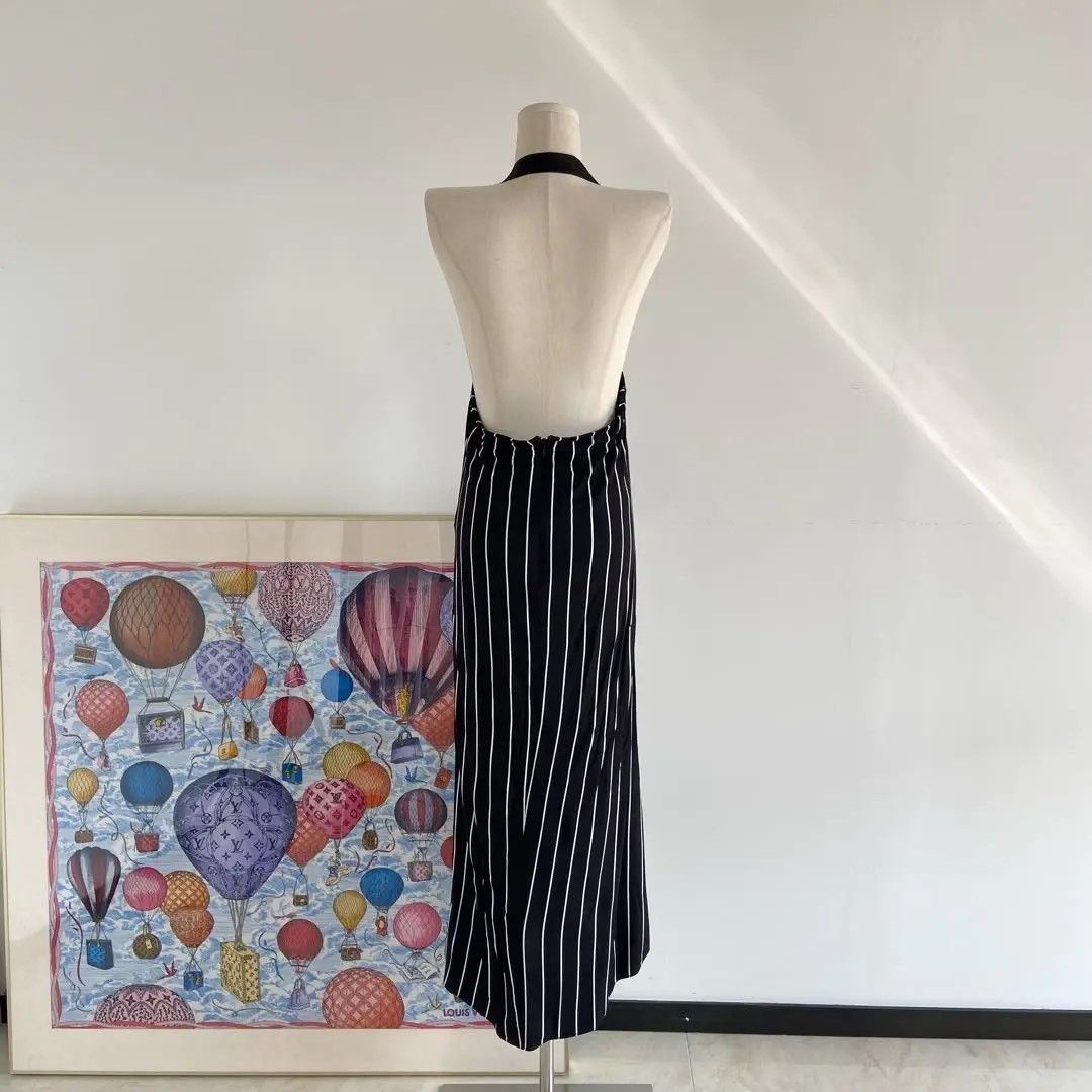 balenciaga backless dress Black Striped 36 Mini length beauty tips Long Sleeve Open Back Color:Ivory