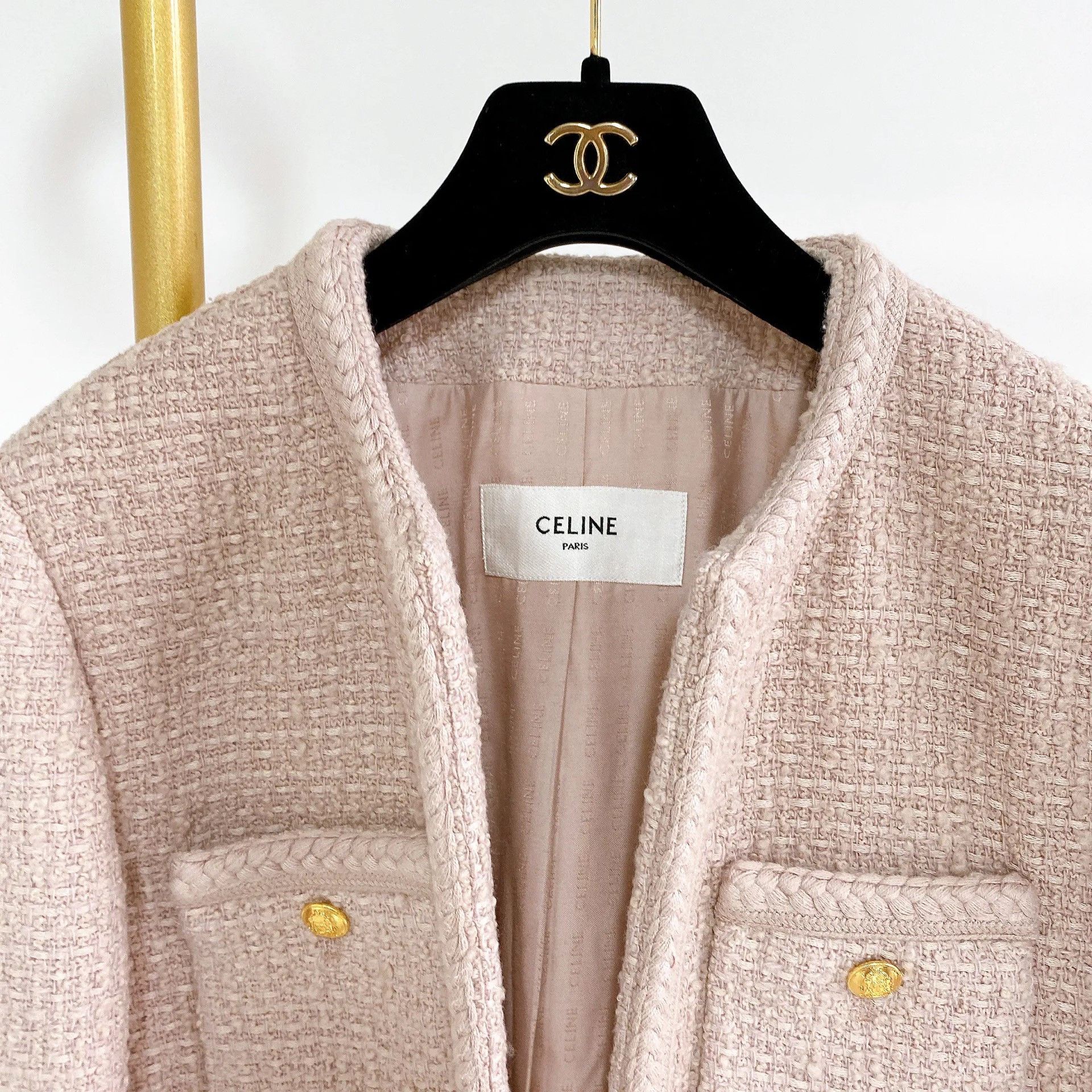 Celine CELINE Pink Tweed Coat | Grailed