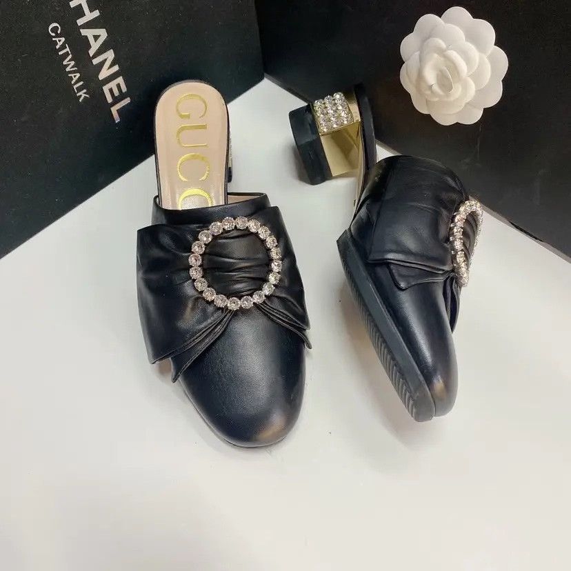 Gucci Gucci Black High-Heel Slippers Size 36 Size US 5 / IT 35 - 2 Thumbnail