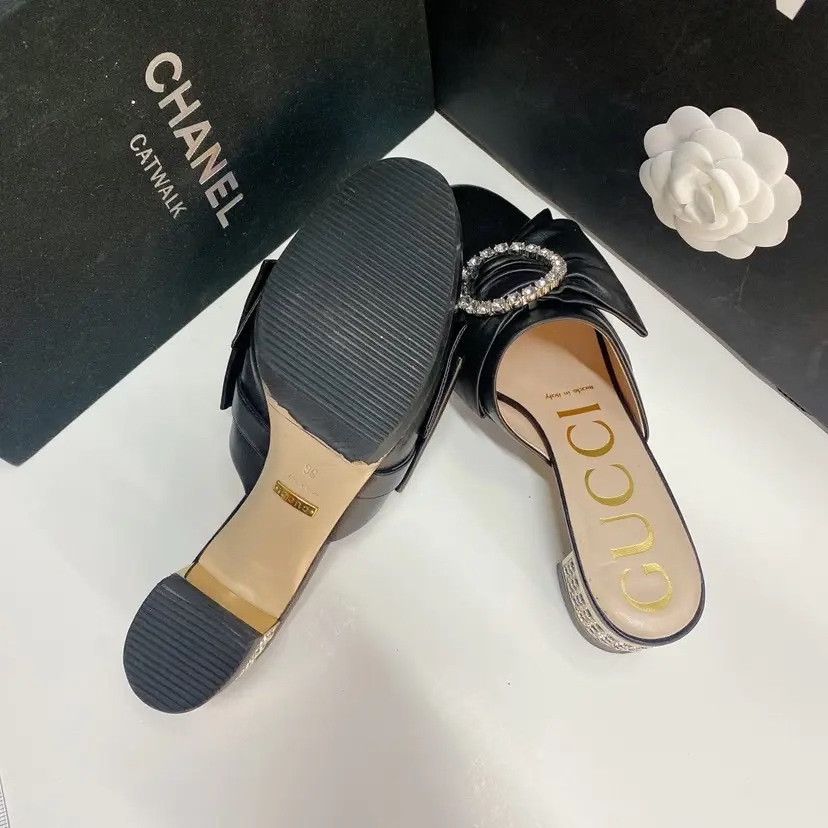 Gucci Gucci Black High-Heel Slippers Size 36 Size US 5 / IT 35 - 6 Thumbnail