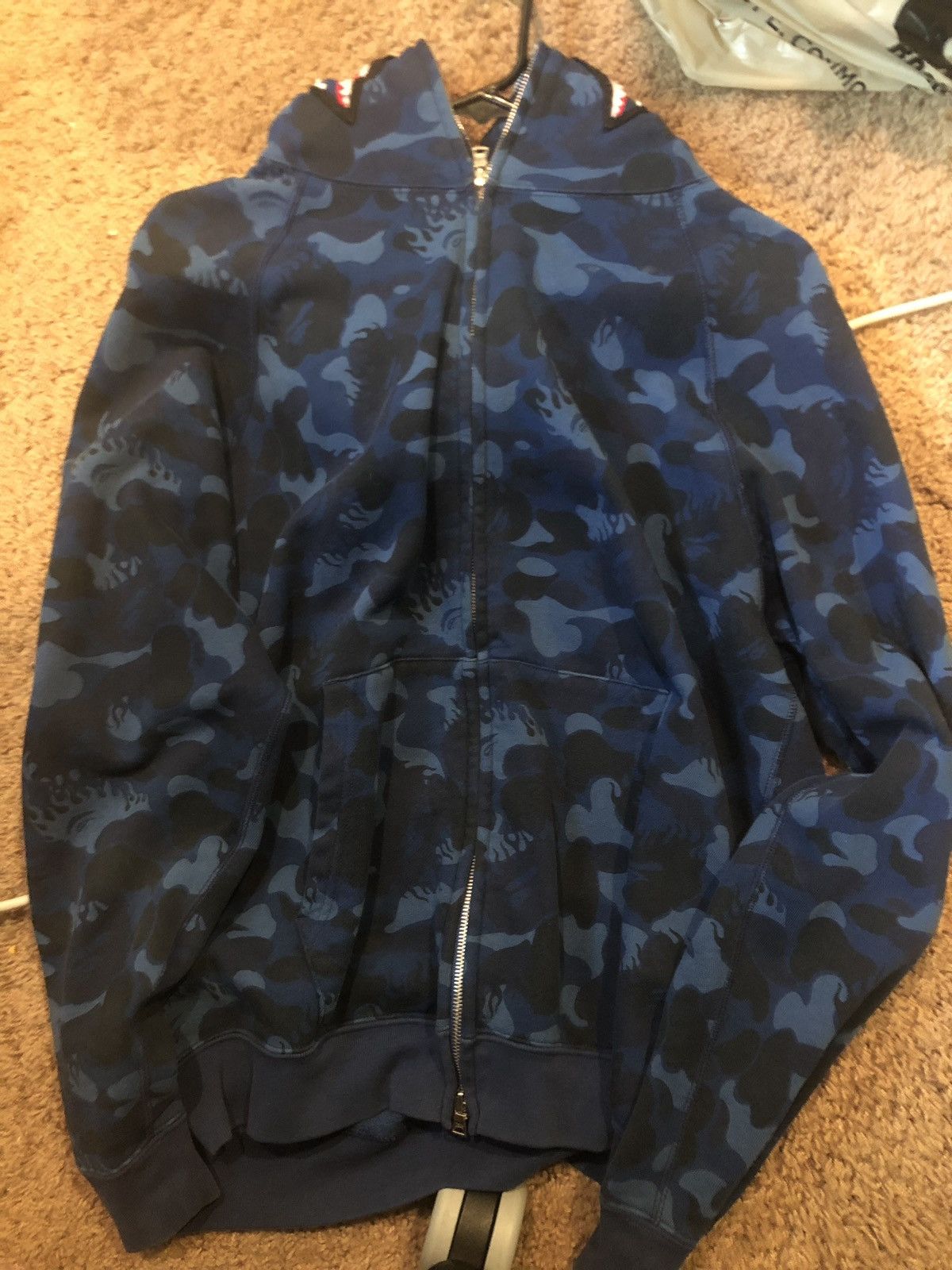 A BATHING APE BLUE FLAME スウェット BAPE Fire Camo Shark Full Zip Hoodie Blue Men's - SS19 - US