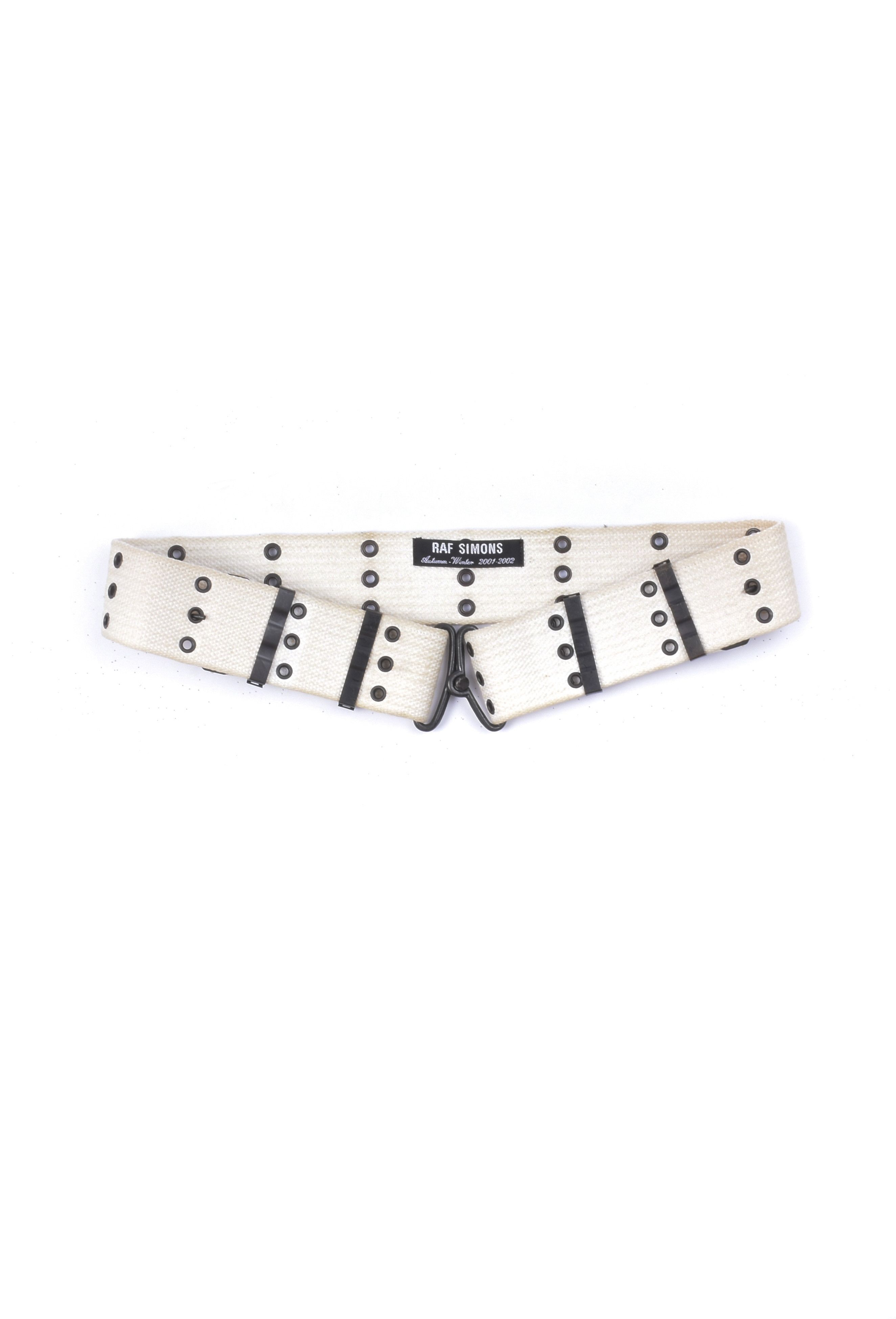 image of Raf Simons Cream Aw01 Riot Riot Riot Combat Belt, Men's