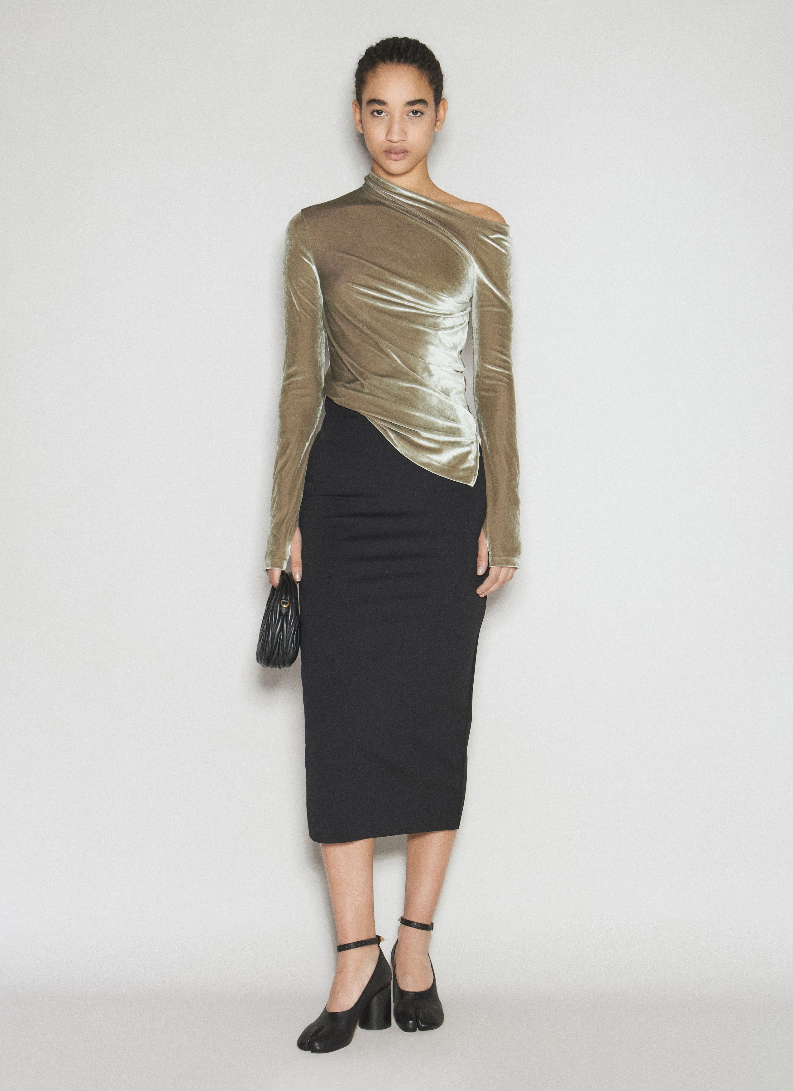 Helmut Lang Helmut Lang Velvet Asymmetrical Top Size L / US 10 / IT 46 - 2 Thumbnail