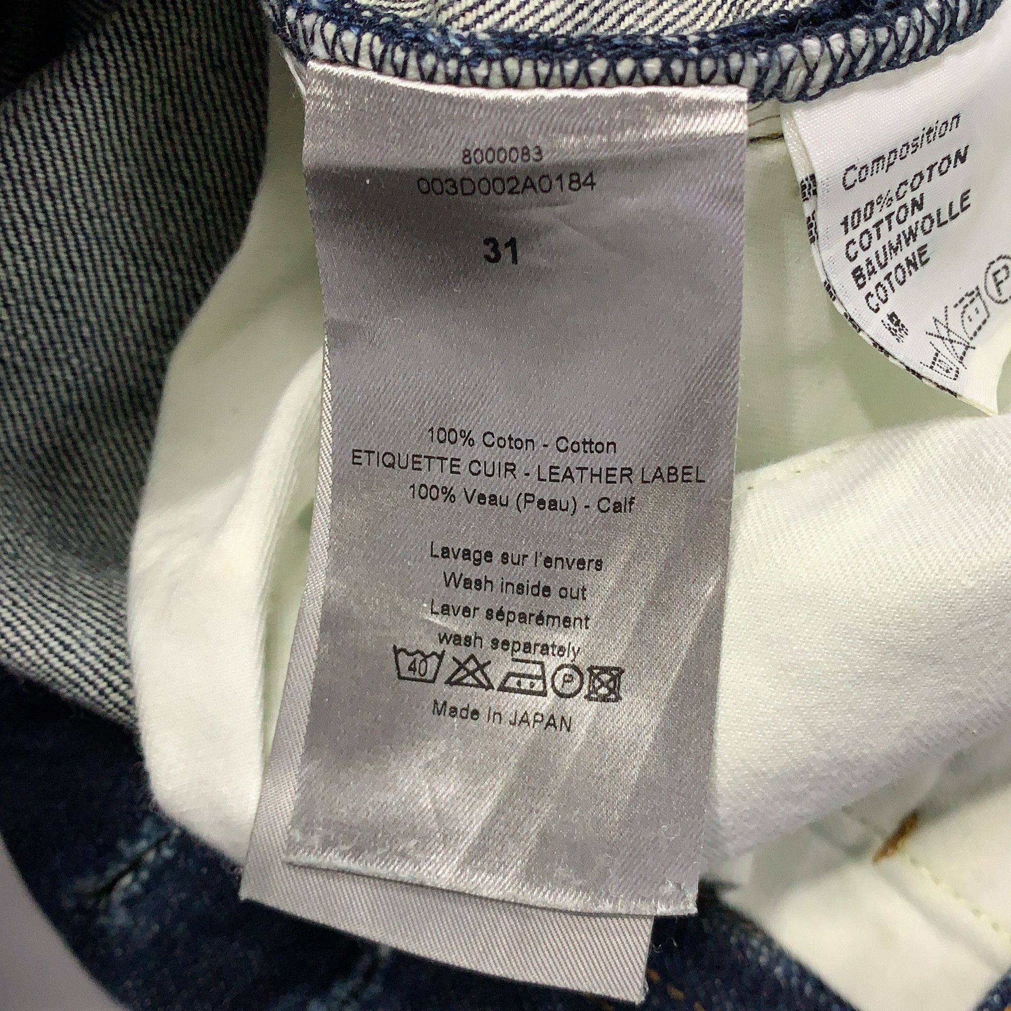 Dior Indigo Denim Jeans Size 31