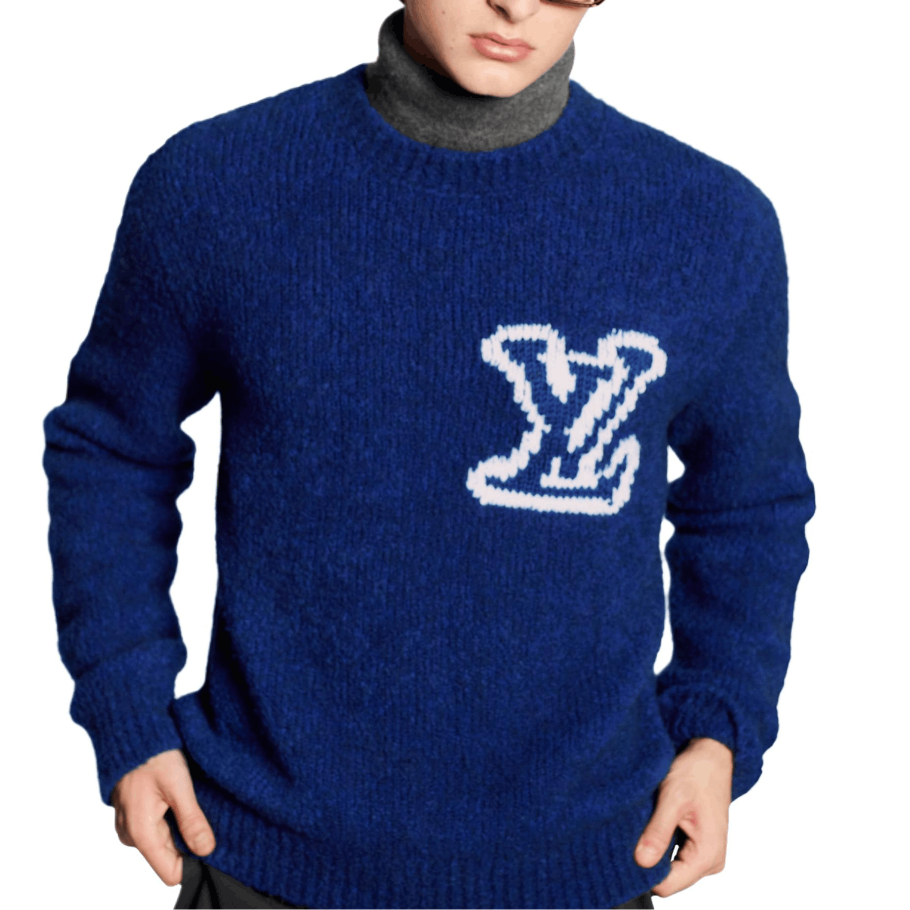 Stylish Blue Logo Sweater in Size M