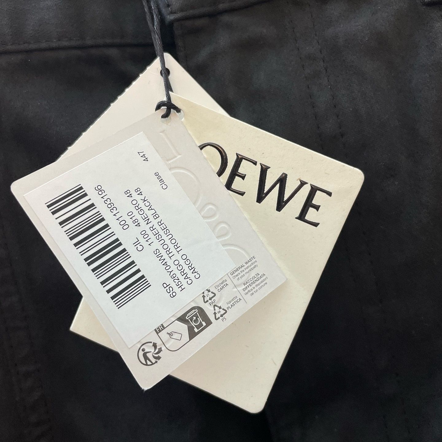 Loewe Loewe Black Cotton Cargo Pants Size 48 Size US 32 / EU 48 - 7 Thumbnail