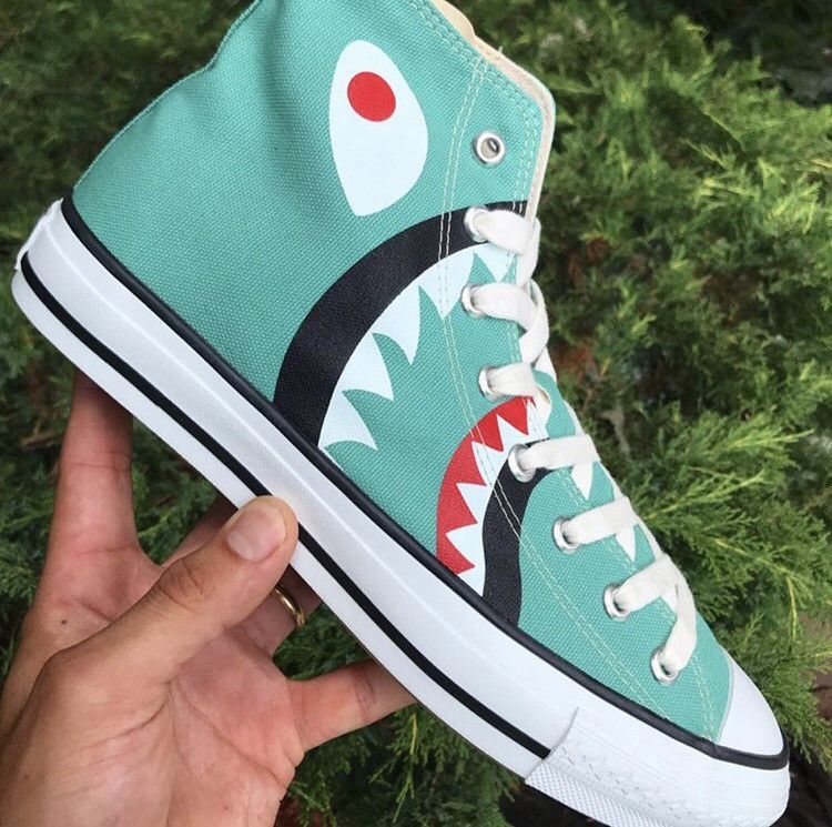 Bape A Bathing Ape “Shark Apesta” Turquoise Canvas With Zipper | Grailed