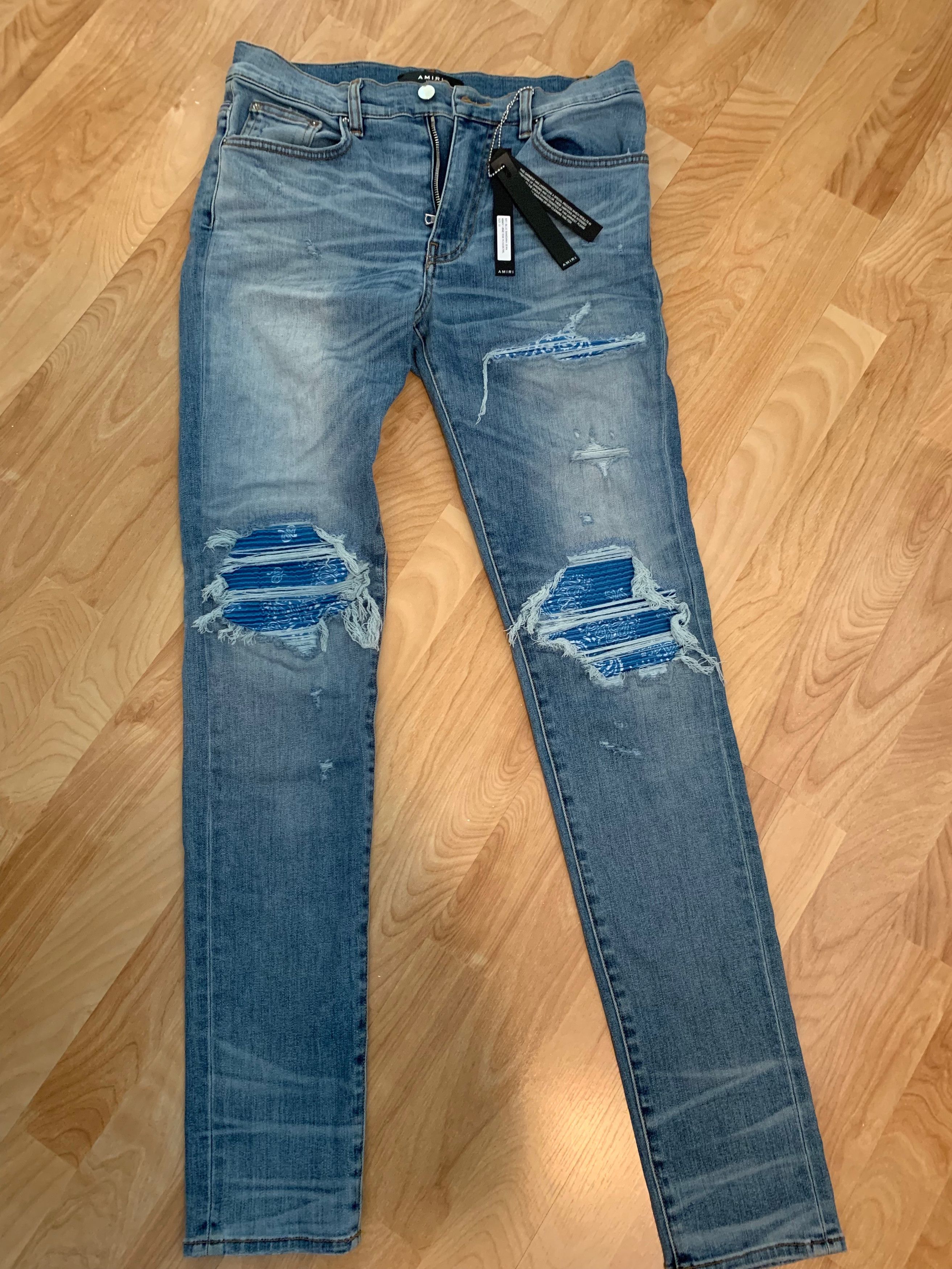 Amiri Amiri MX1 Light Blue Bandana Jeans Grailed