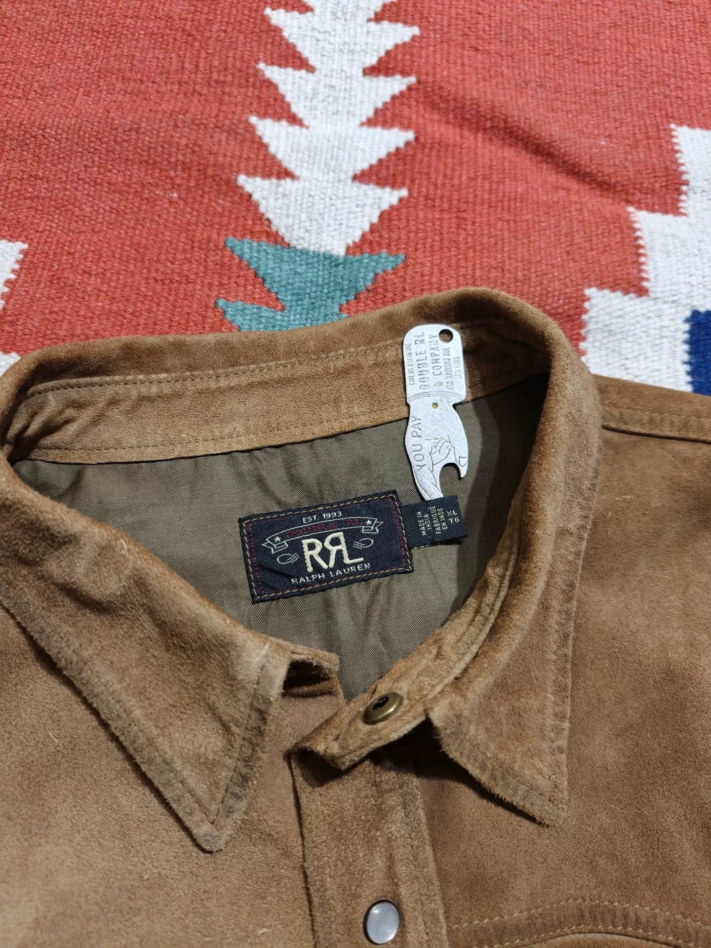 RRL Ralph Lauren RRL Ralph Lauren Suede Leather Shirt Size US XL / EU 56 / 4 - 5 Thumbnail