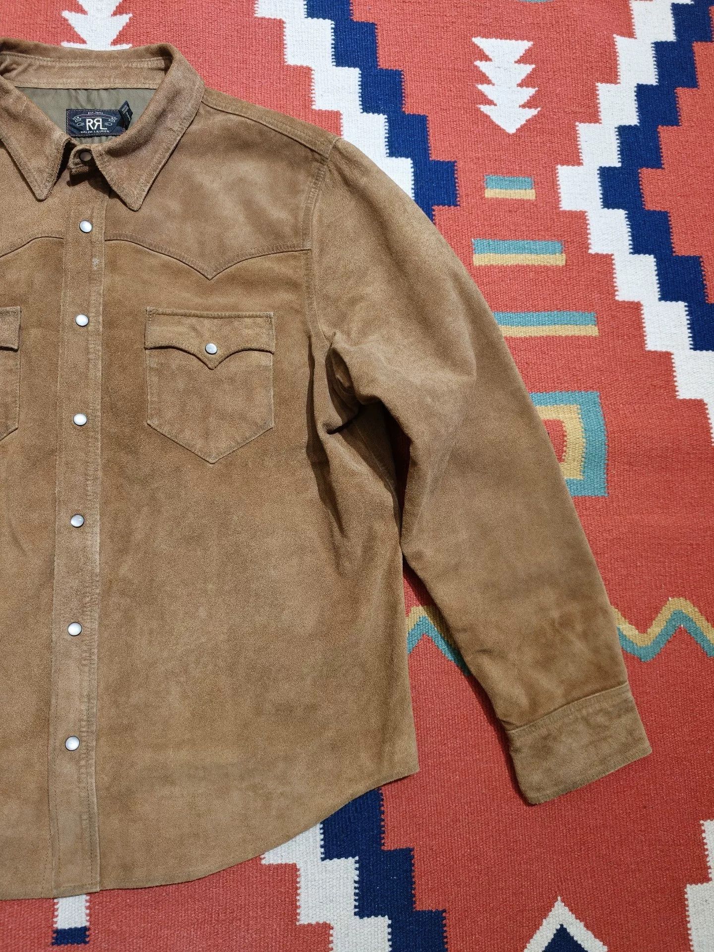 RRL Ralph Lauren RRL Ralph Lauren Suede Leather Shirt Size US XL / EU 56 / 4 - 2 Thumbnail