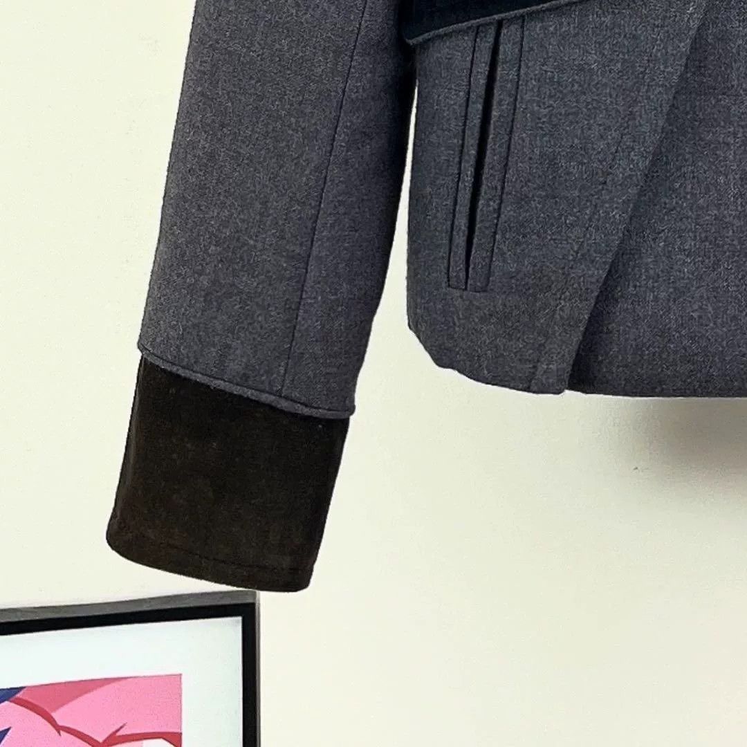 Dior Dior Gray Wool Double-Breasted Short Coat Size XXS / US 00 / IT 34 - 4 Thumbnail