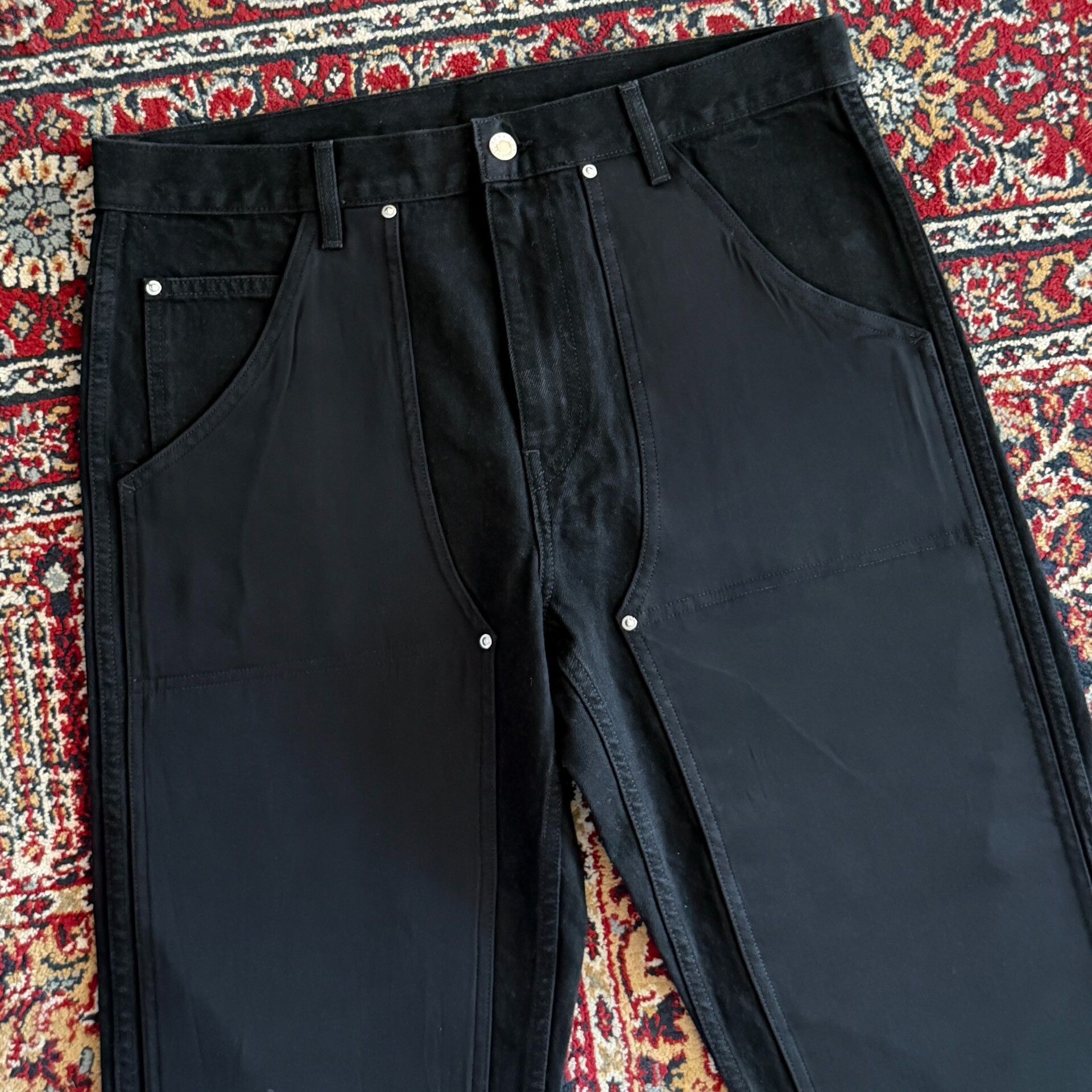 Helmut Lang Black Double Knee Denim Cargo Pants