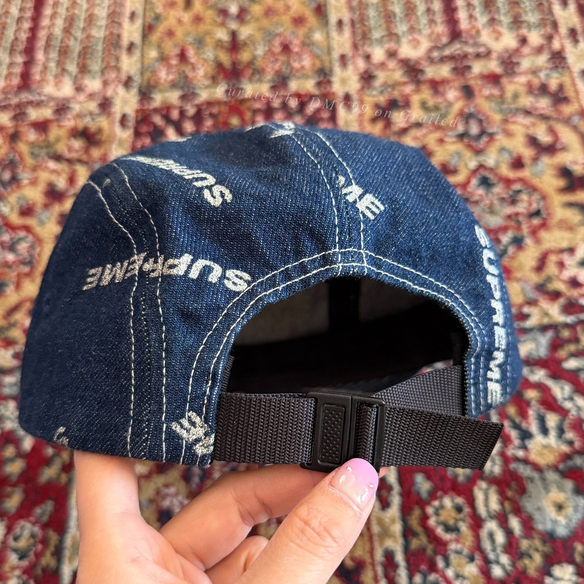 Supreme 17SS Denim Logo Camp Cap