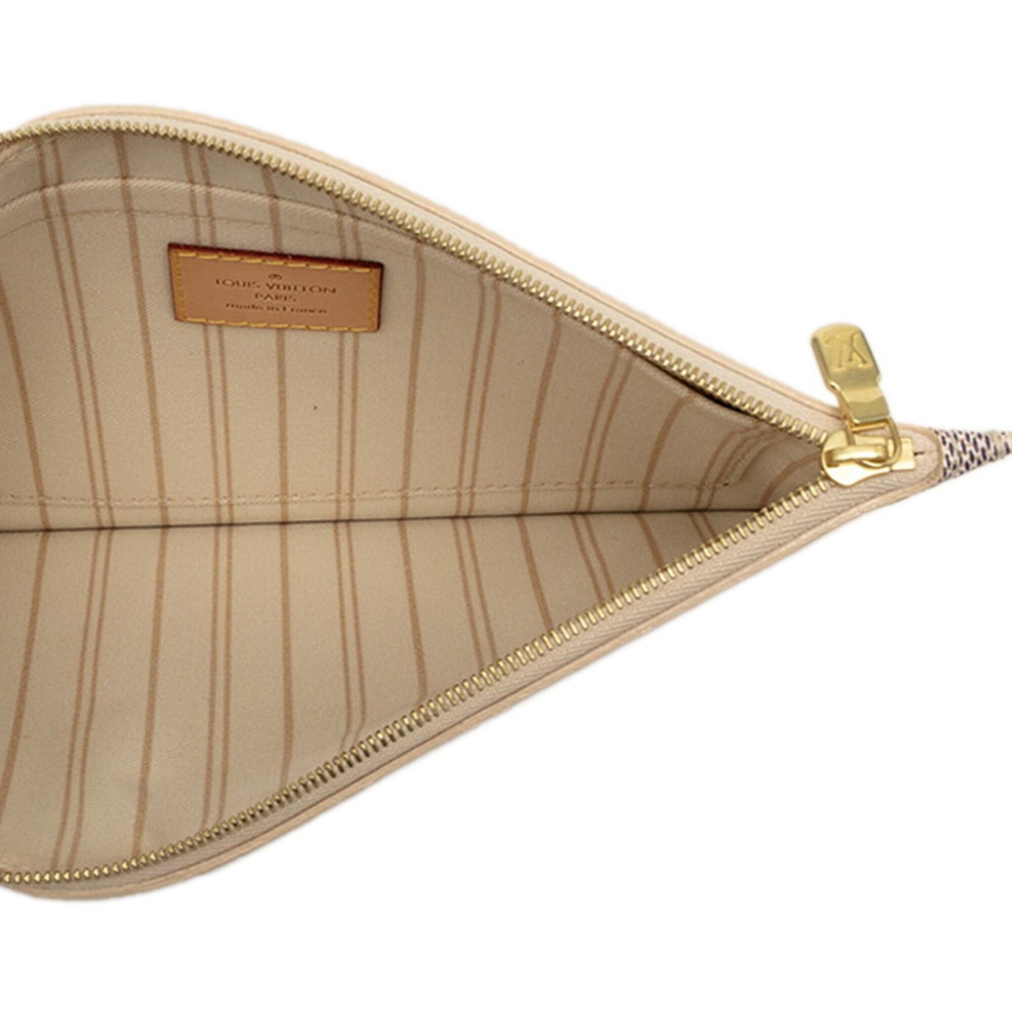 Louis Vuitton Louis Vuitton Damier Azur Neverfull with attached pouch, handbag N41361, white leather, women's, LOUIS VUITTON Size ONE SIZE - 4 Thumbnail