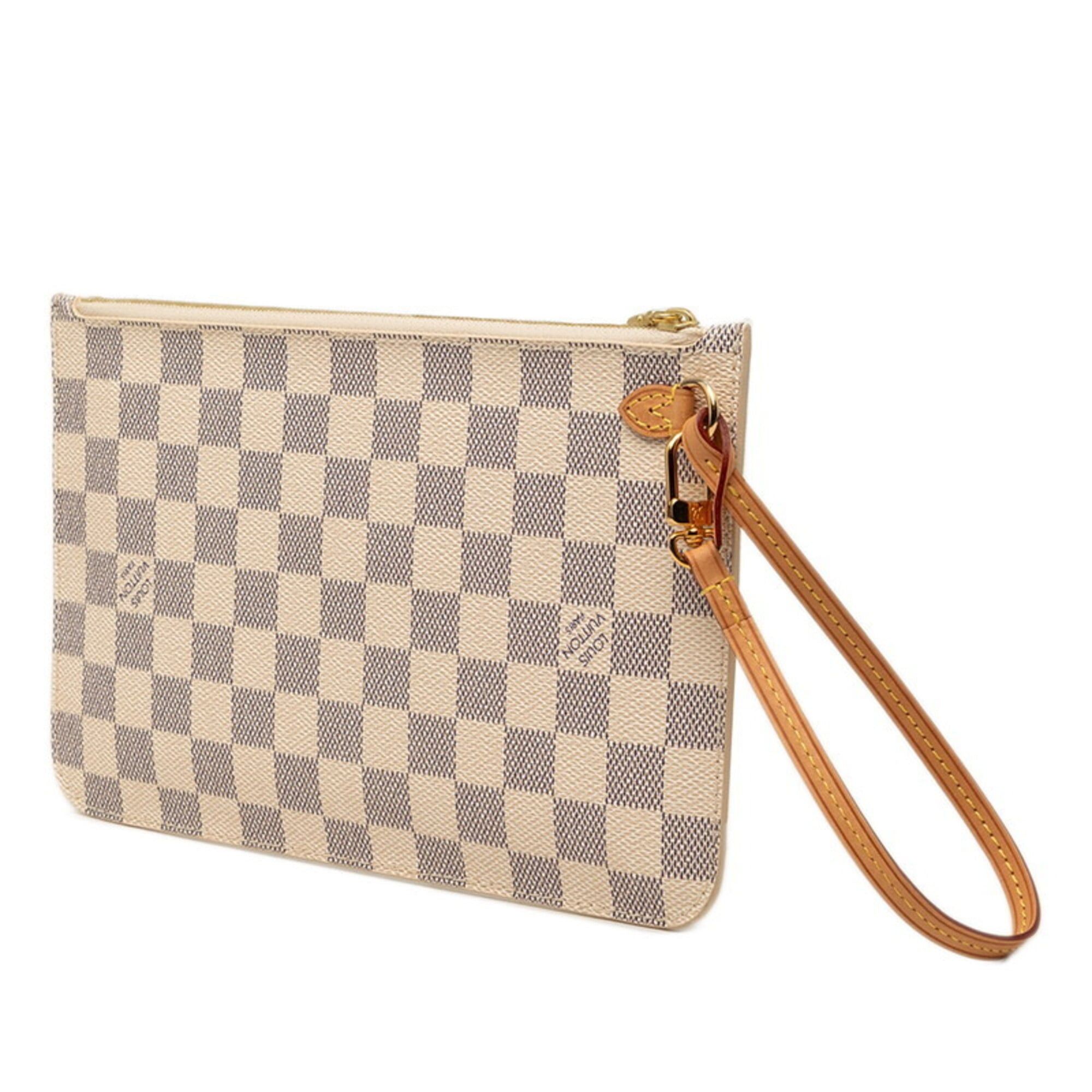 Louis Vuitton Louis Vuitton Damier Azur Neverfull with attached pouch, handbag N41361, white leather, women's, LOUIS VUITTON Size ONE SIZE - 2 Thumbnail