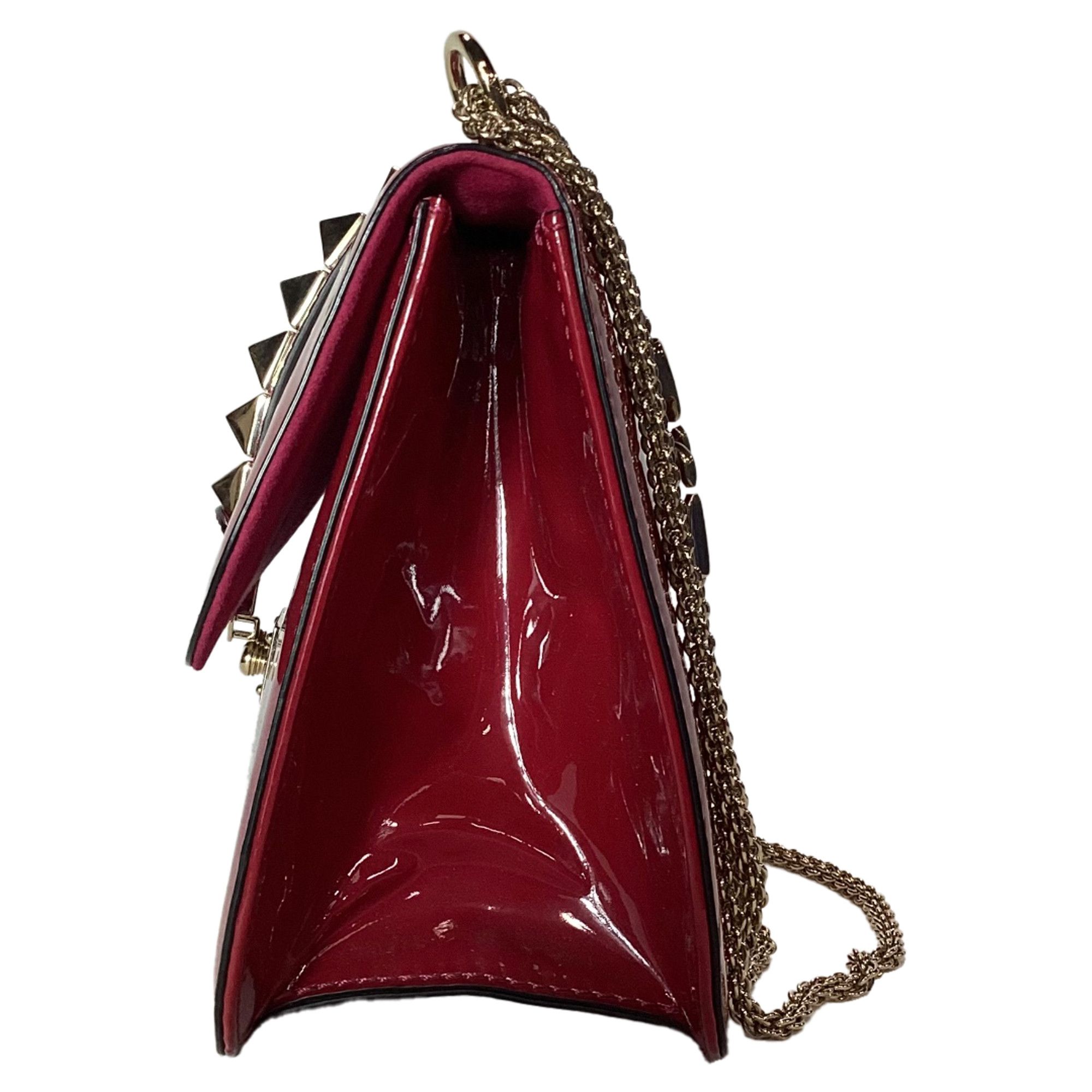 Valentino Valentino Rockstud Glam Lock Flap Bag in Red Patent Leather Size ONE SIZE - 2 Thumbnail