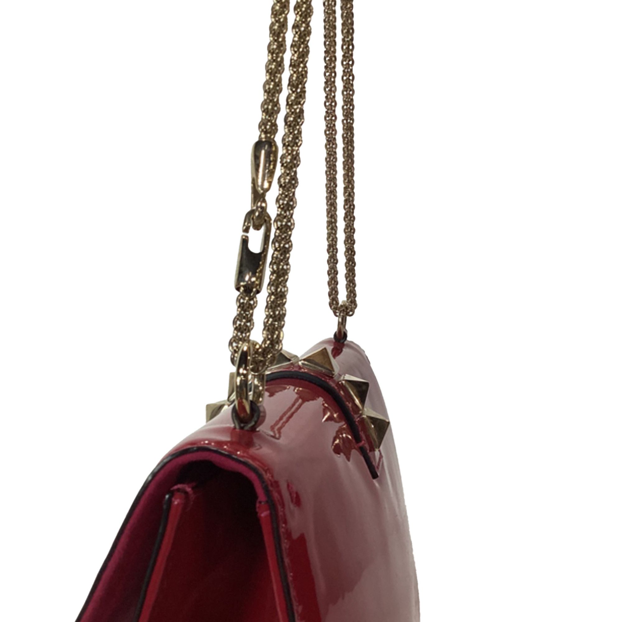 Valentino Valentino Rockstud Glam Lock Flap Bag in Red Patent Leather Size ONE SIZE - 4 Thumbnail