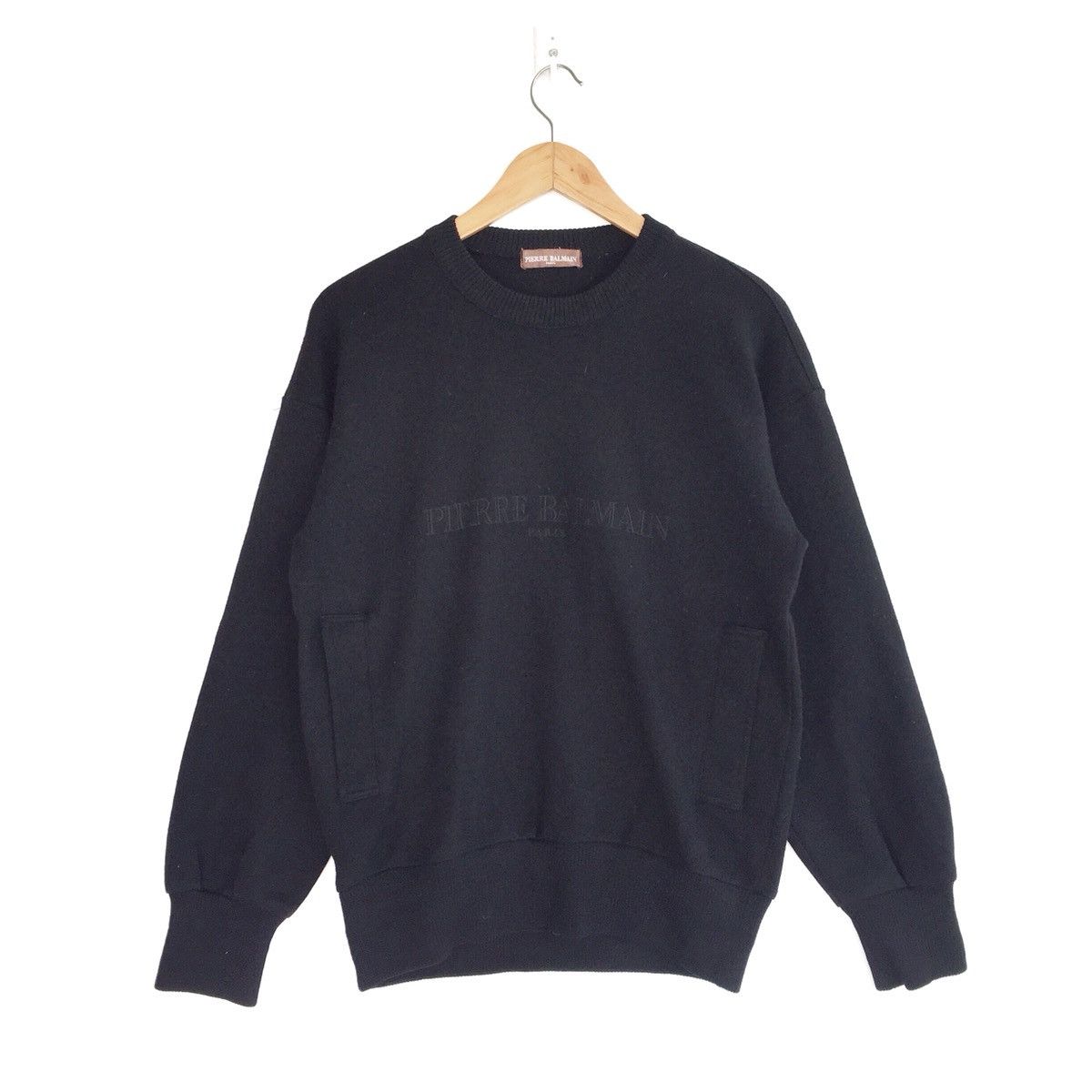 Pierre Balmain × Vintage Vintage Pierre Balmain Paris Wool Double Pocket Sweatshirt Size US M / EU 48-50 / 2 - 1 Thumbnail