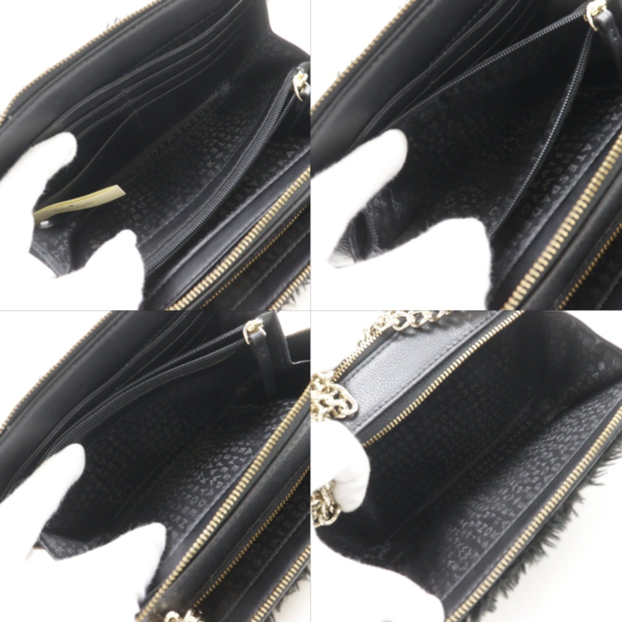 Kate Spade Kate Spade Cat Chain Shoulder Bag - Leather & Faux Fur, Black, Crossbody, Bag, Zipper Closure, Women's Size ONE SIZE - 6 Thumbnail