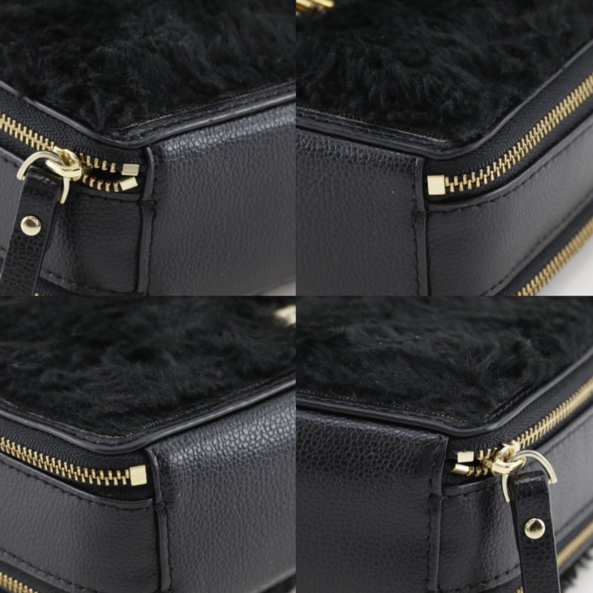 Kate Spade Kate Spade Cat Chain Shoulder Bag - Leather & Faux Fur, Black, Crossbody, Bag, Zipper Closure, Women's Size ONE SIZE - 4 Thumbnail