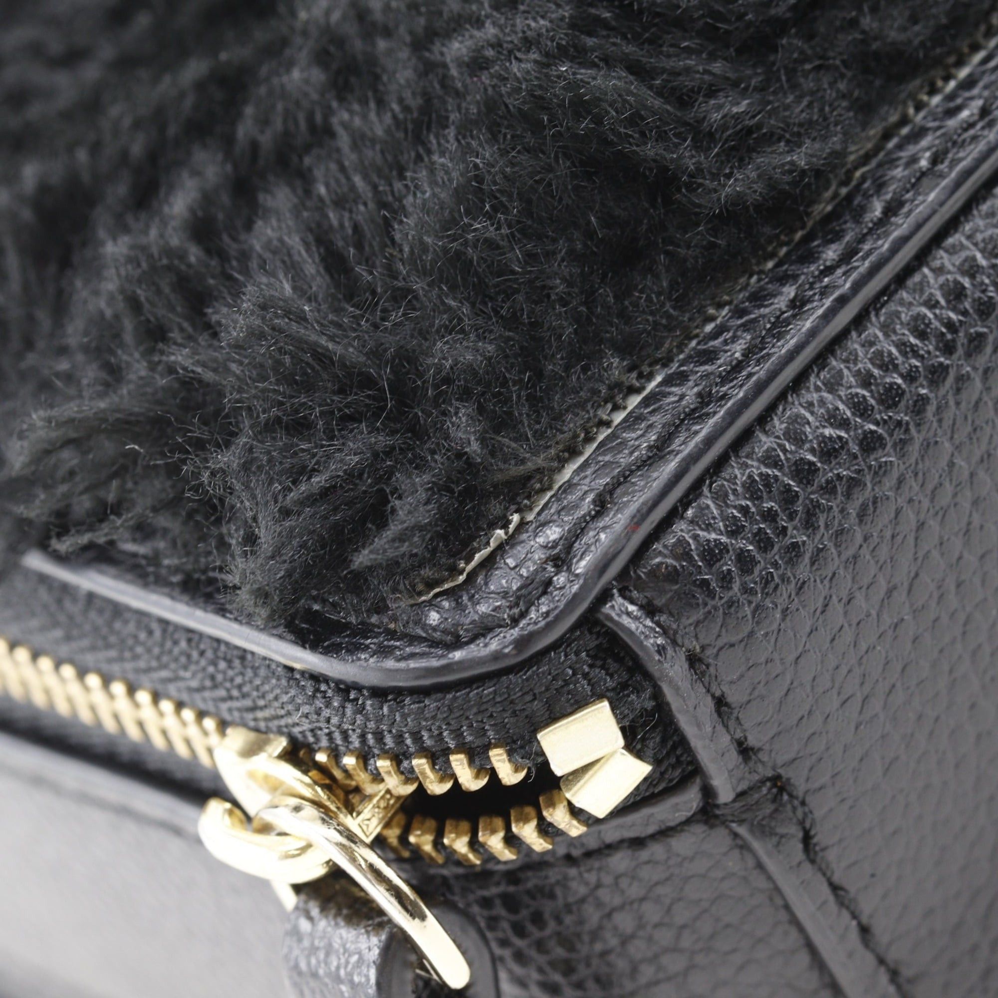 Kate Spade Kate Spade Cat Chain Shoulder Bag - Leather & Faux Fur, Black, Crossbody, Bag, Zipper Closure, Women's Size ONE SIZE - 11 Thumbnail