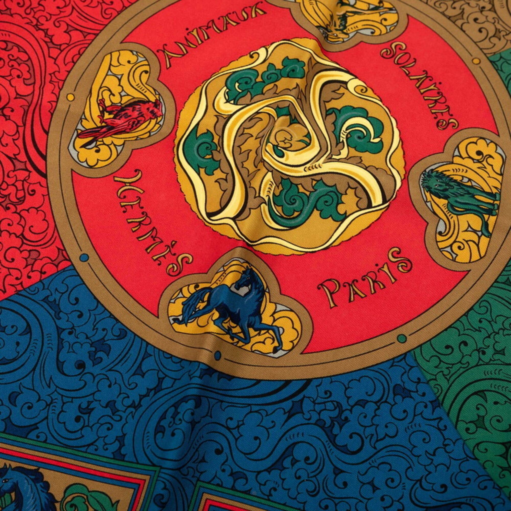 4317 エルメス カレ 90 ANIMAUX SOLAIRES 太陽の動物たち Hermes Carre 90 ANIMAUX SOLAIRES (Animals of the Sun) Scarf
