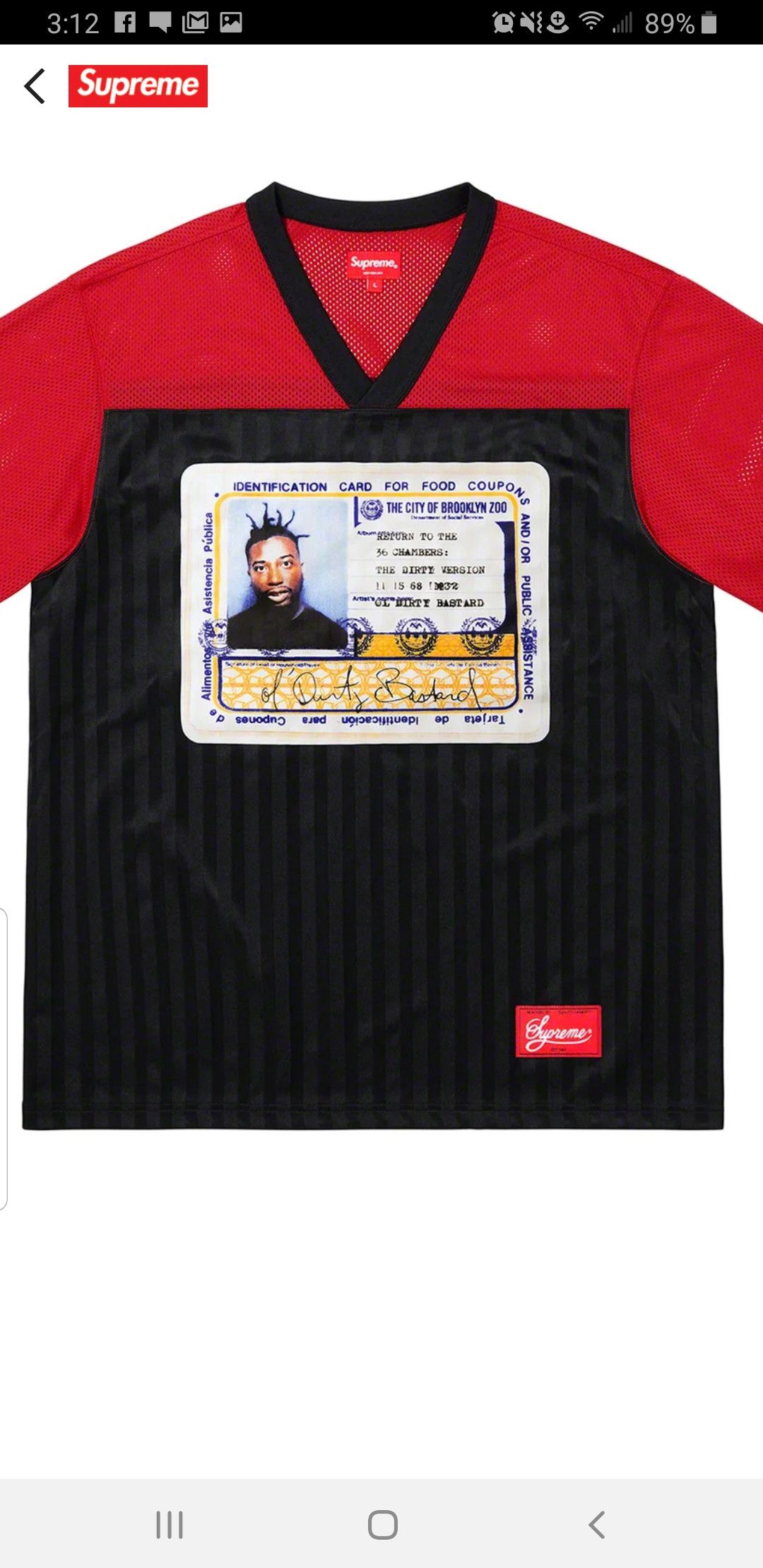 Supreme Ol’ Dirty Bastard Football シャツ L Supreme Ol' Dirty Bastard Football Top (SS19) - $128