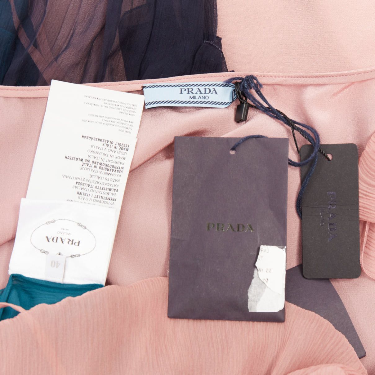 Prada PRADA 2015 silk chiffon paneled colorblocked embellished hem cocktail dress IT40 S Size S / US 4 / IT 40 - 9 Thumbnail
