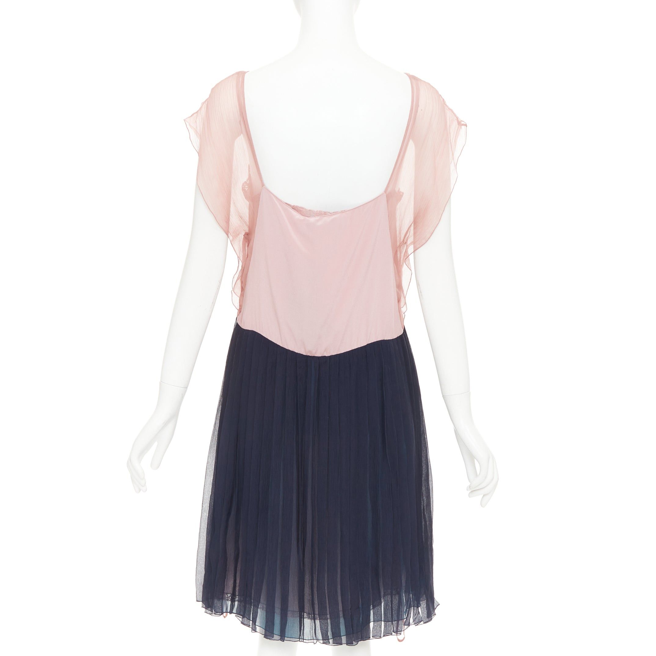 Prada PRADA 2015 silk chiffon paneled colorblocked embellished hem cocktail dress IT40 S Size S / US 4 / IT 40 - 5 Thumbnail