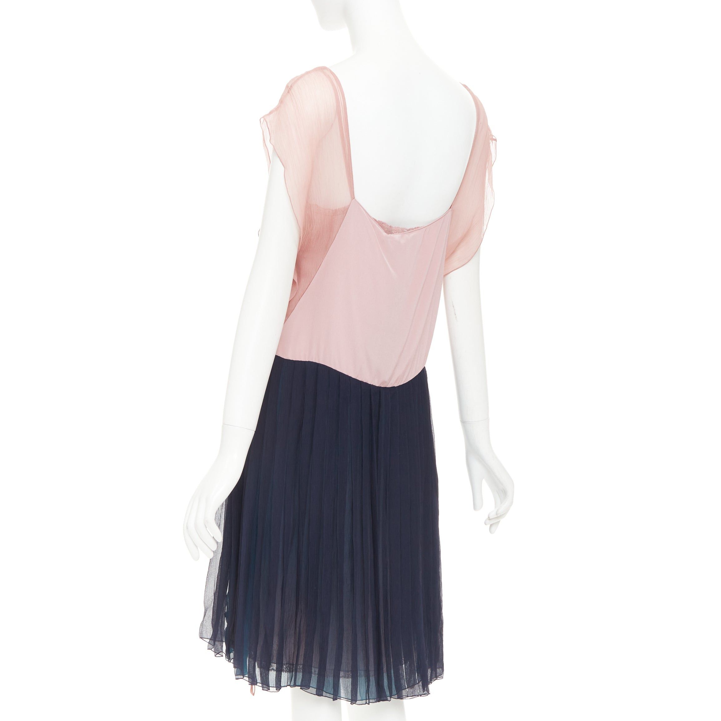 Prada PRADA 2015 silk chiffon paneled colorblocked embellished hem cocktail dress IT40 S Size S / US 4 / IT 40 - 6 Thumbnail