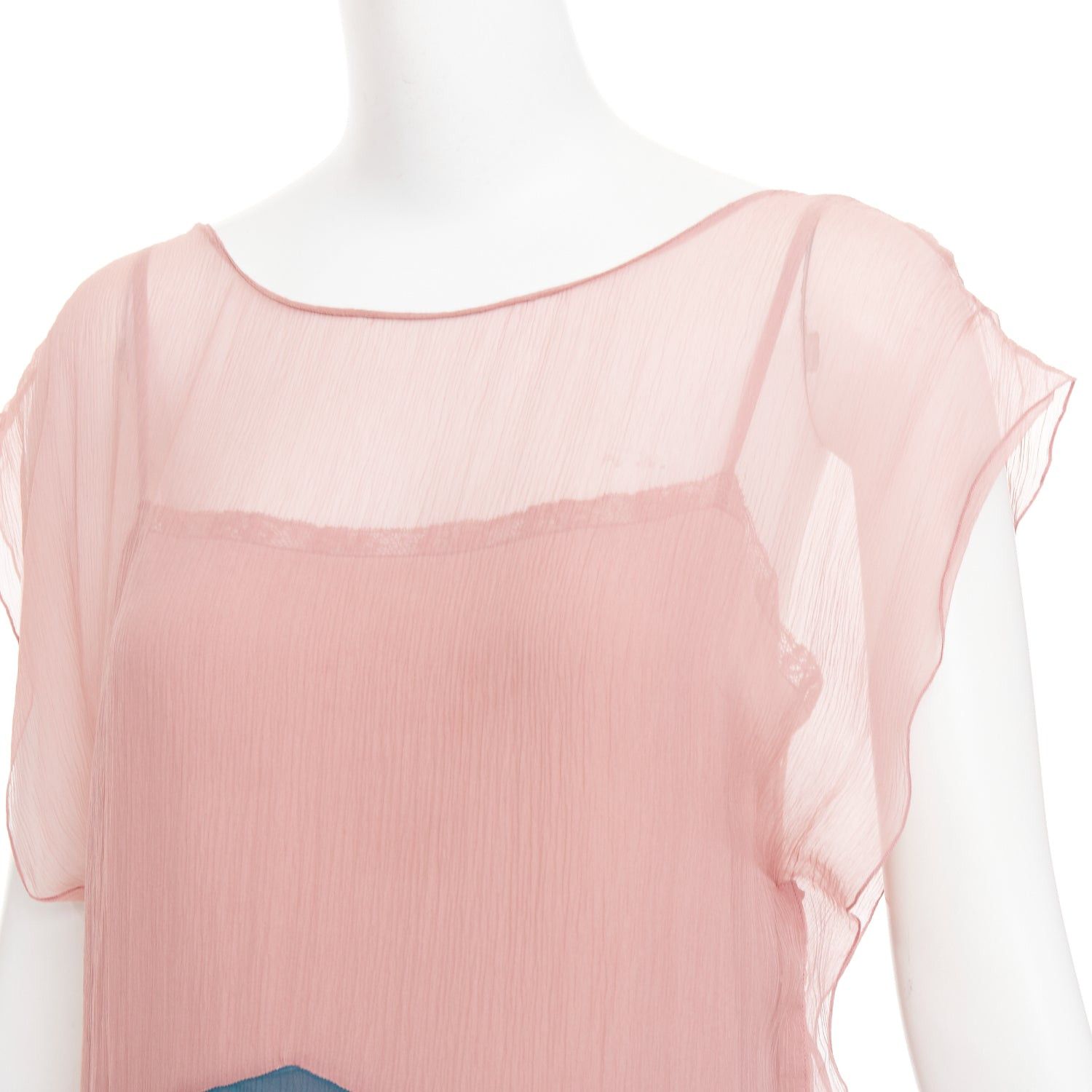Prada PRADA 2015 silk chiffon paneled colorblocked embellished hem cocktail dress IT40 S Size S / US 4 / IT 40 - 8 Thumbnail
