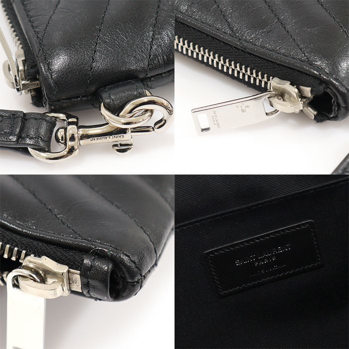 Yves Saint Laurent Document Holder Strap Clutch in Black Matelassé Monogram Size ONE SIZE - 7 Thumbnail
