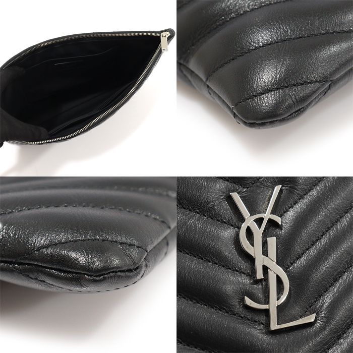 Yves Saint Laurent Document Holder Strap Clutch in Black Matelassé Monogram Size ONE SIZE - 6 Thumbnail
